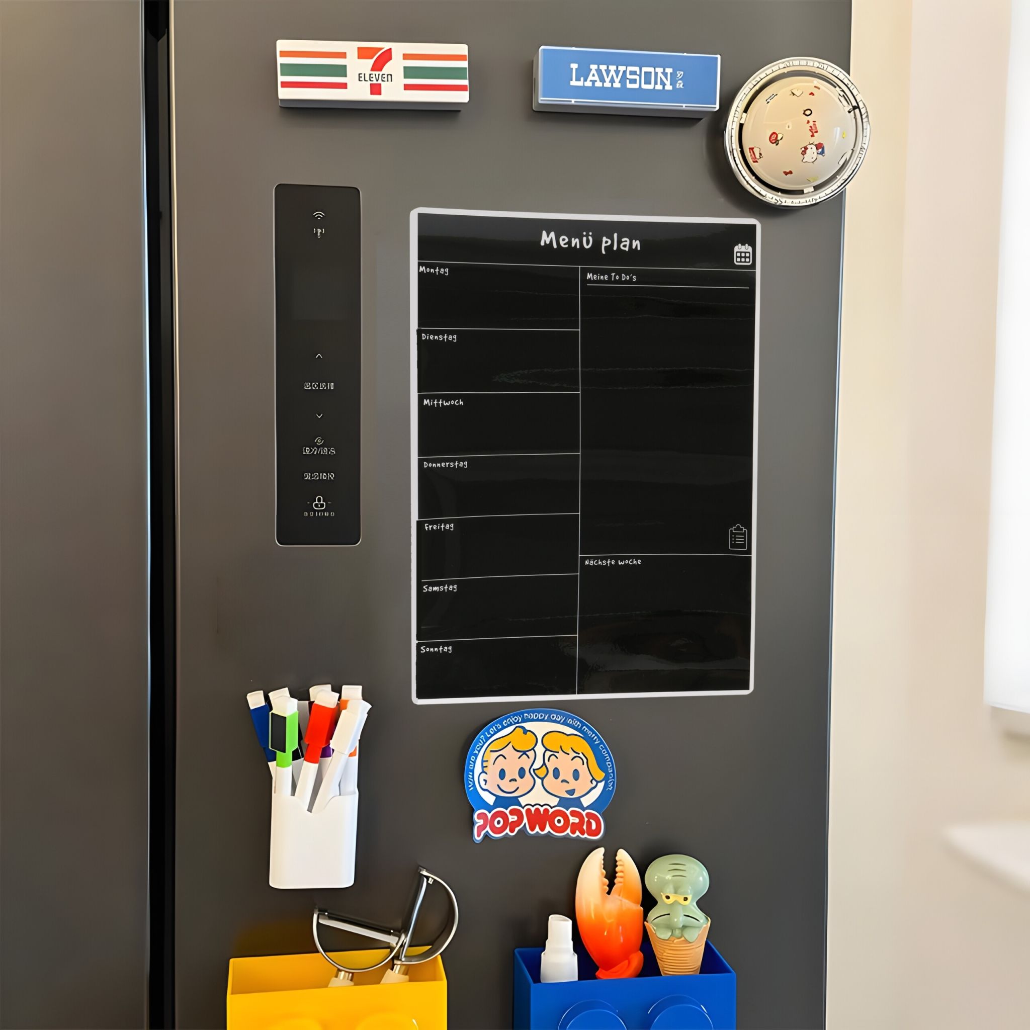 Speiseplan Wochenplaner magnetisch Weiss-Schwarz von Relaxdays