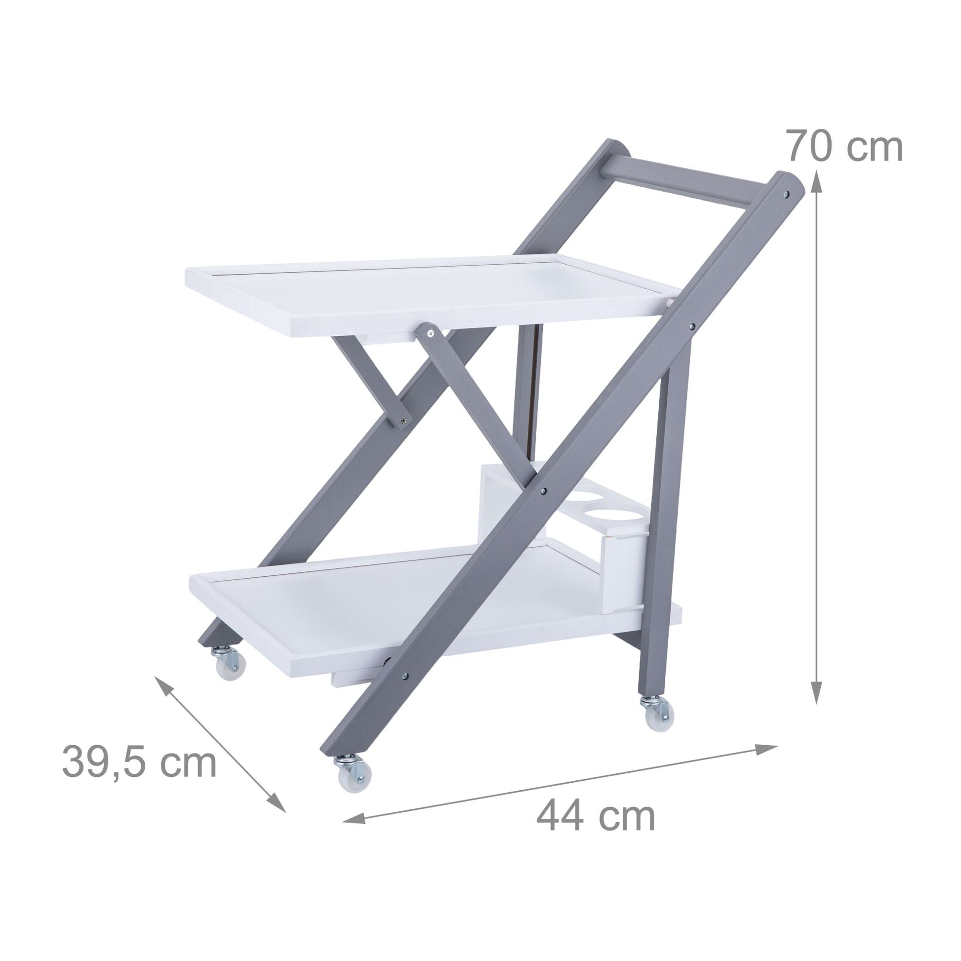 Servierwagen Bambus 2 Etagen Weiss-Grau von Relaxdays