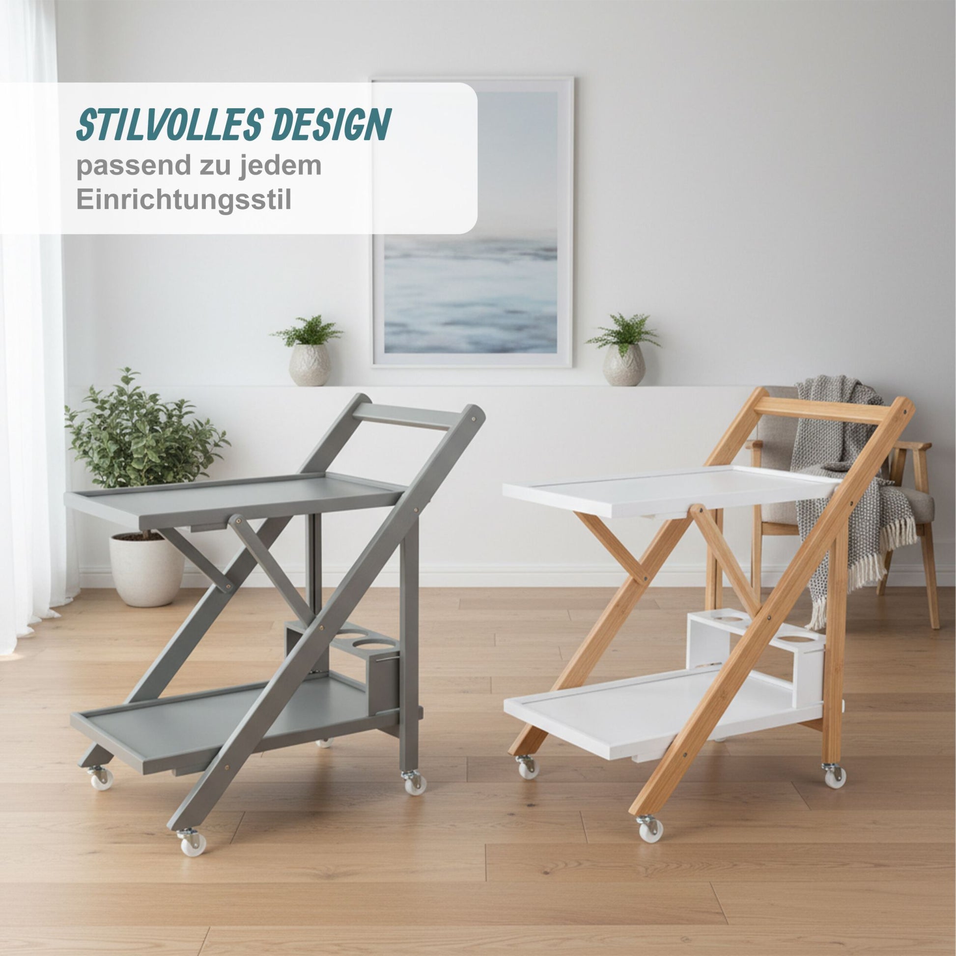 Servierwagen Bambus 2 Etagen Hellbraun von Relaxdays