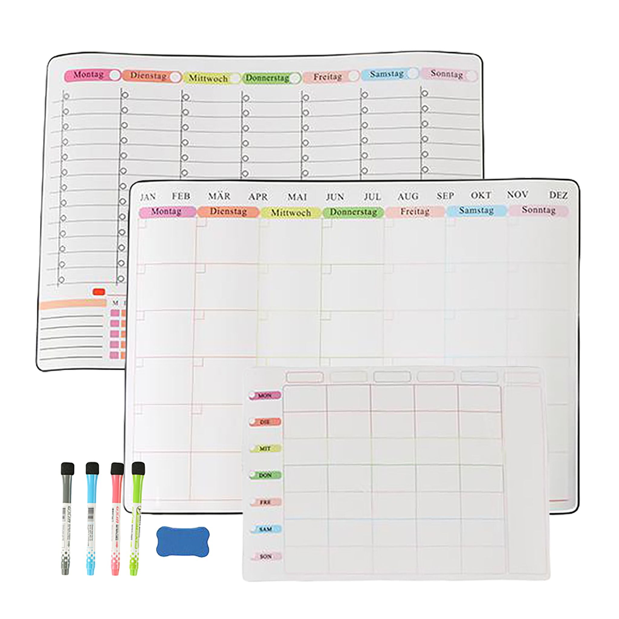 Whiteboard für Kühlschrank 3er-Set Weiss-Blau-Grün von Relaxdays