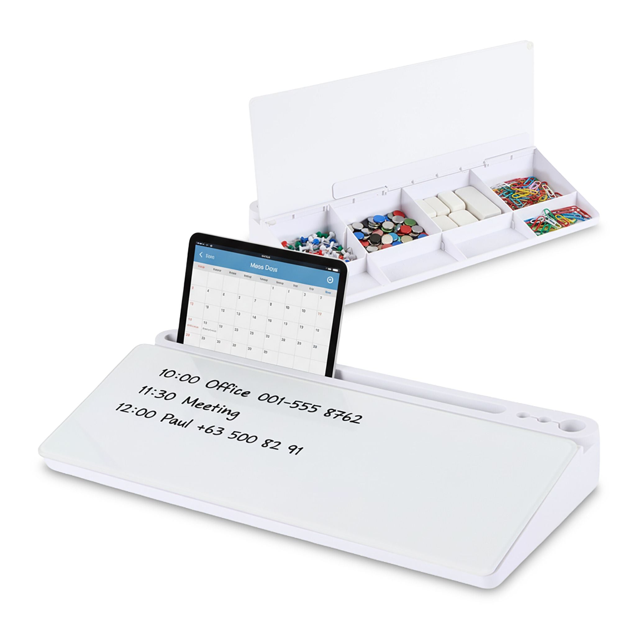 Schreibtisch Organizer mit Whiteboard Weiss
