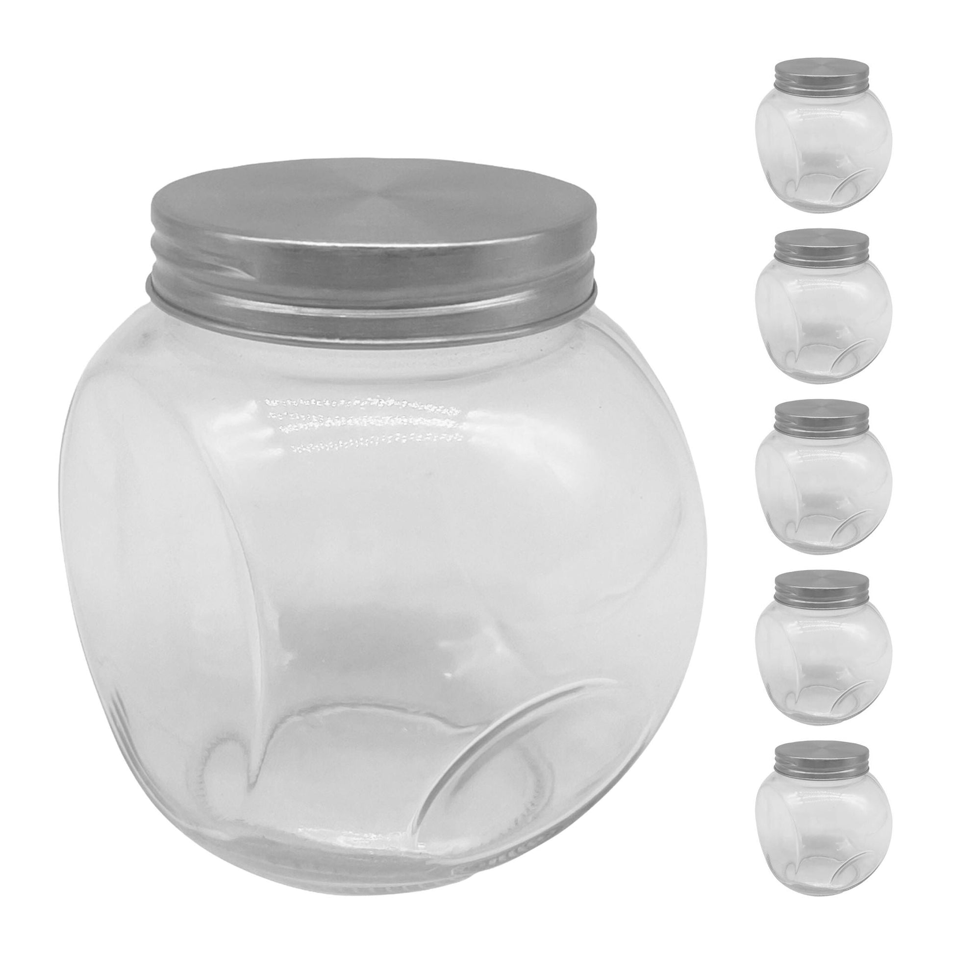Bonbonglas 6er-Set 480ml Silber-Transparent von Relaxdays