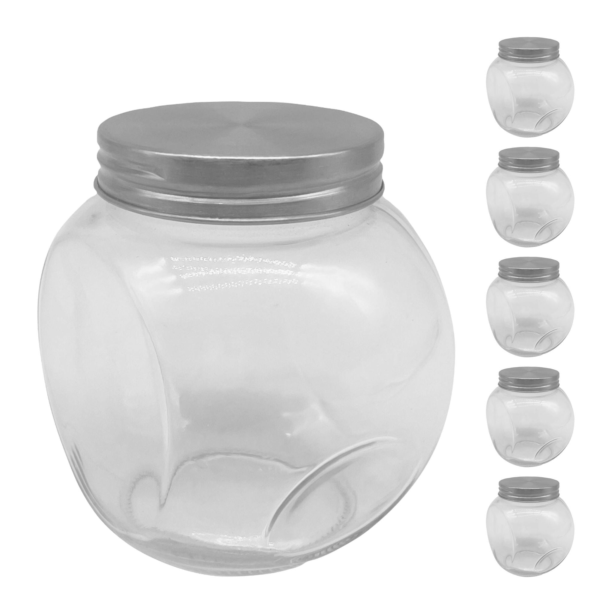Bonbonglas 6er-Set 480ml Silber-Transparent von Relaxdays