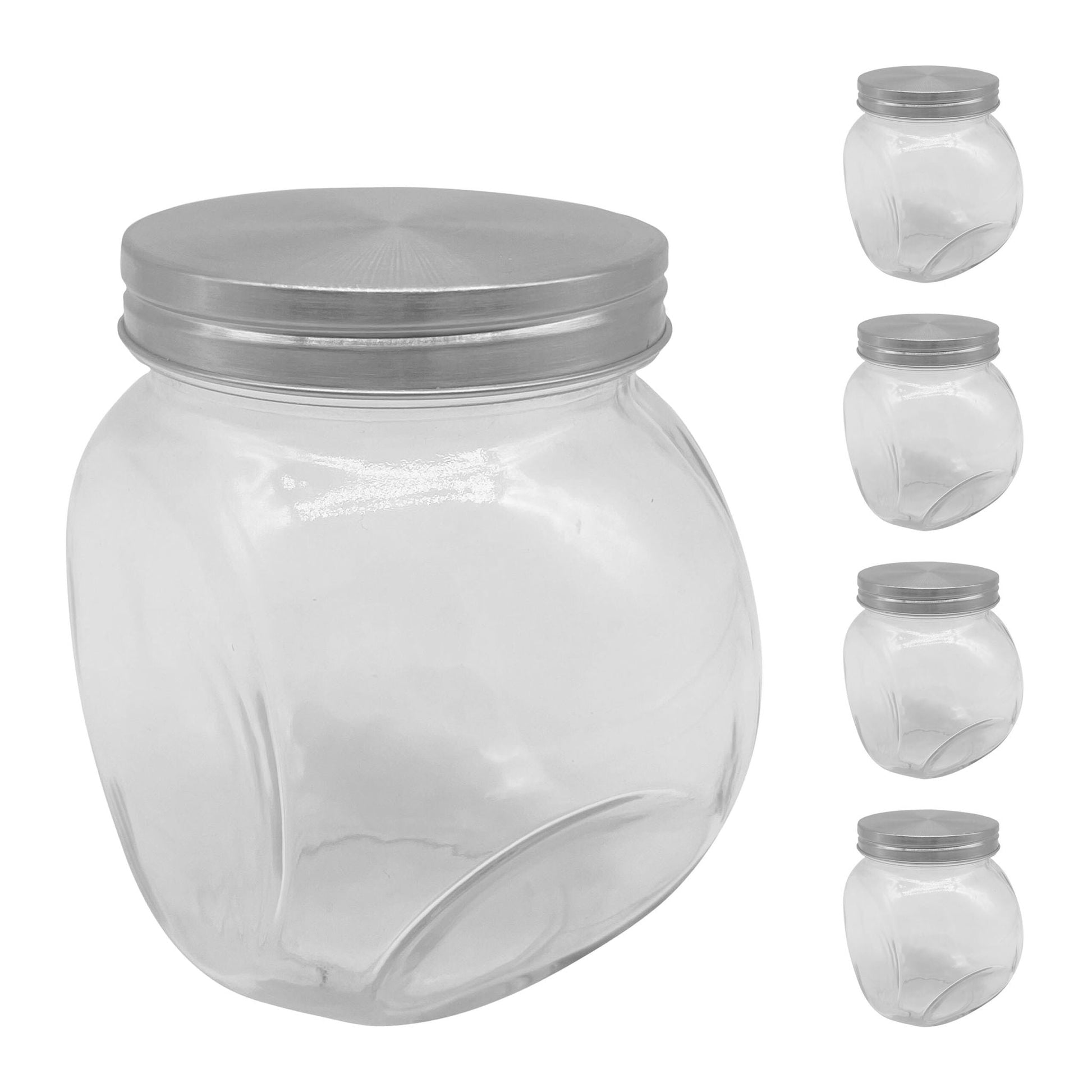 Bonbonglas 5er-Set 650ml Silber-Transparent von Relaxdays