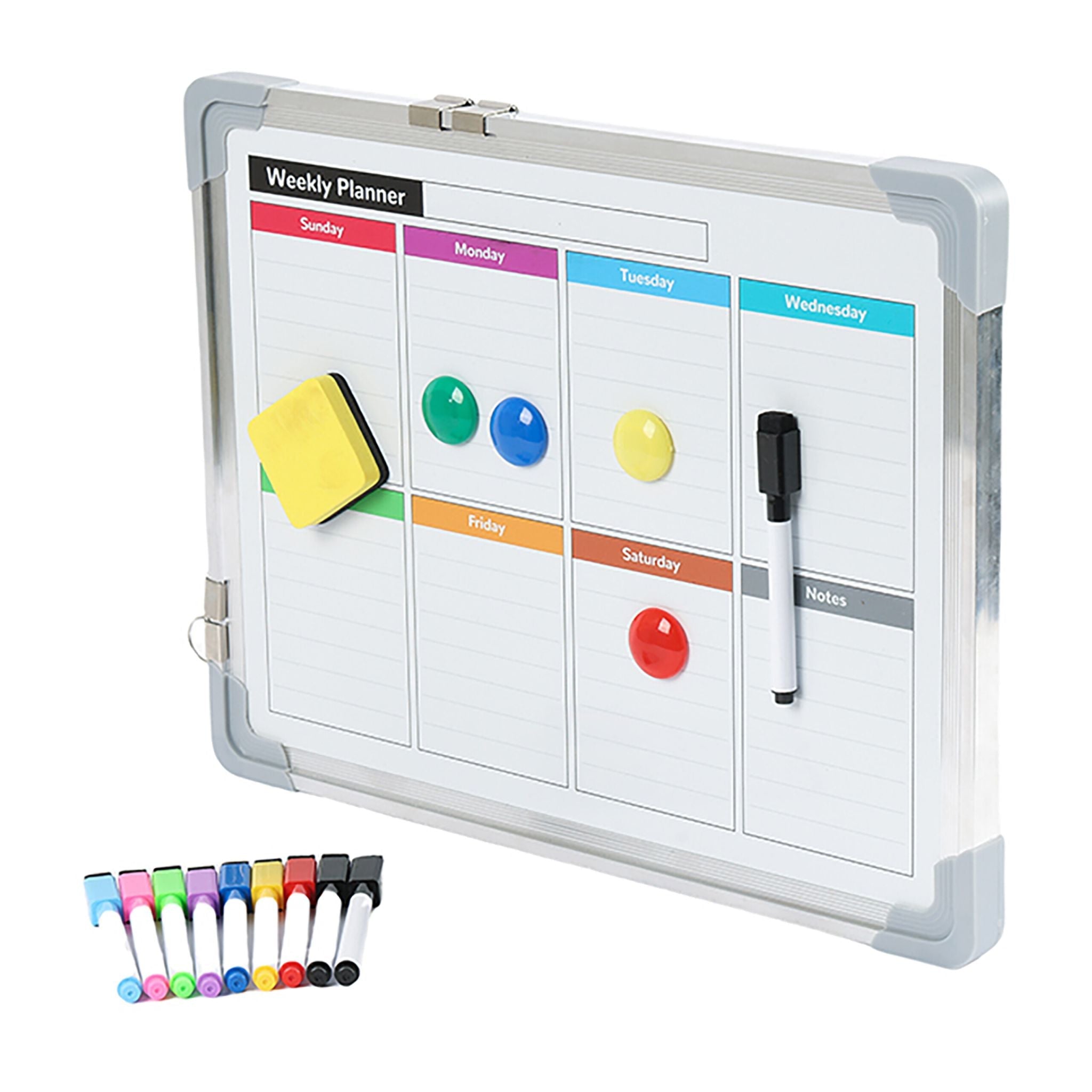 Whiteboard mit Zubehör Weiss-Silber von Relaxdays