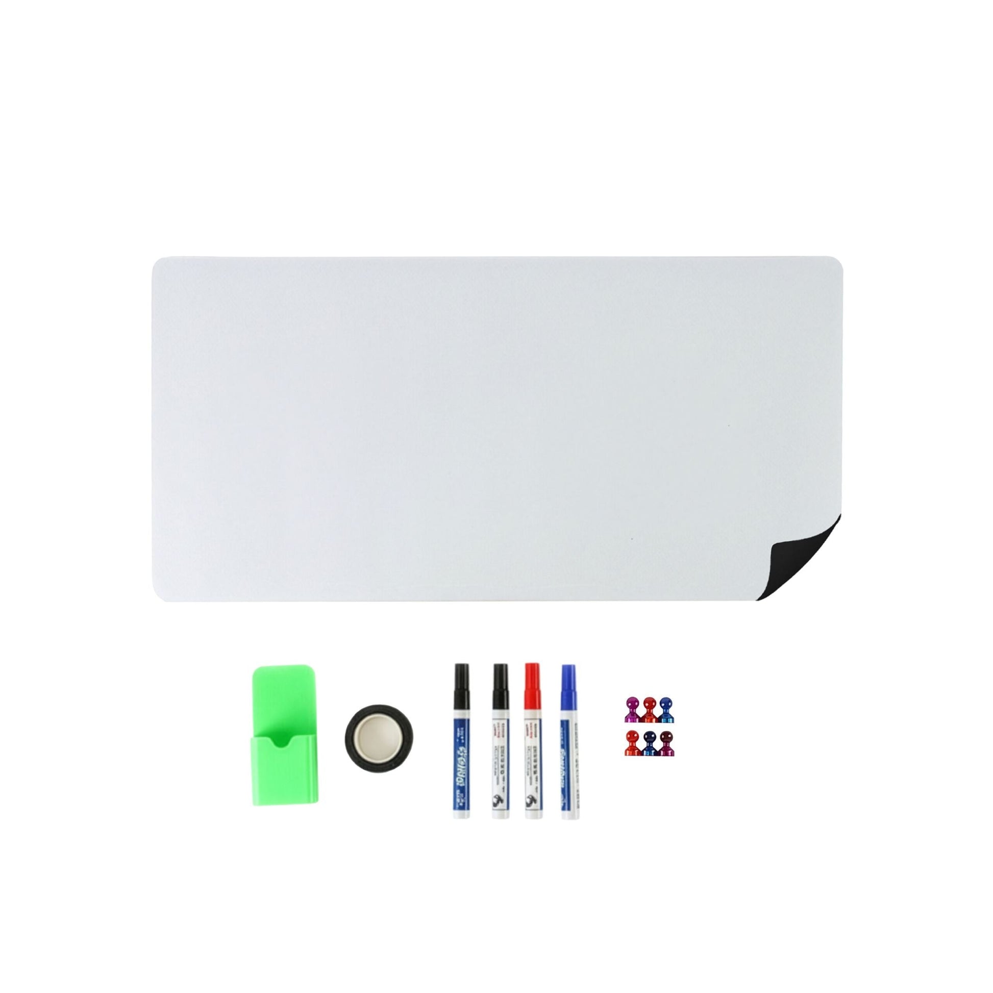 Whiteboard Folie mit Zubehör Weiss-Grün-Schwarz von Relaxdays