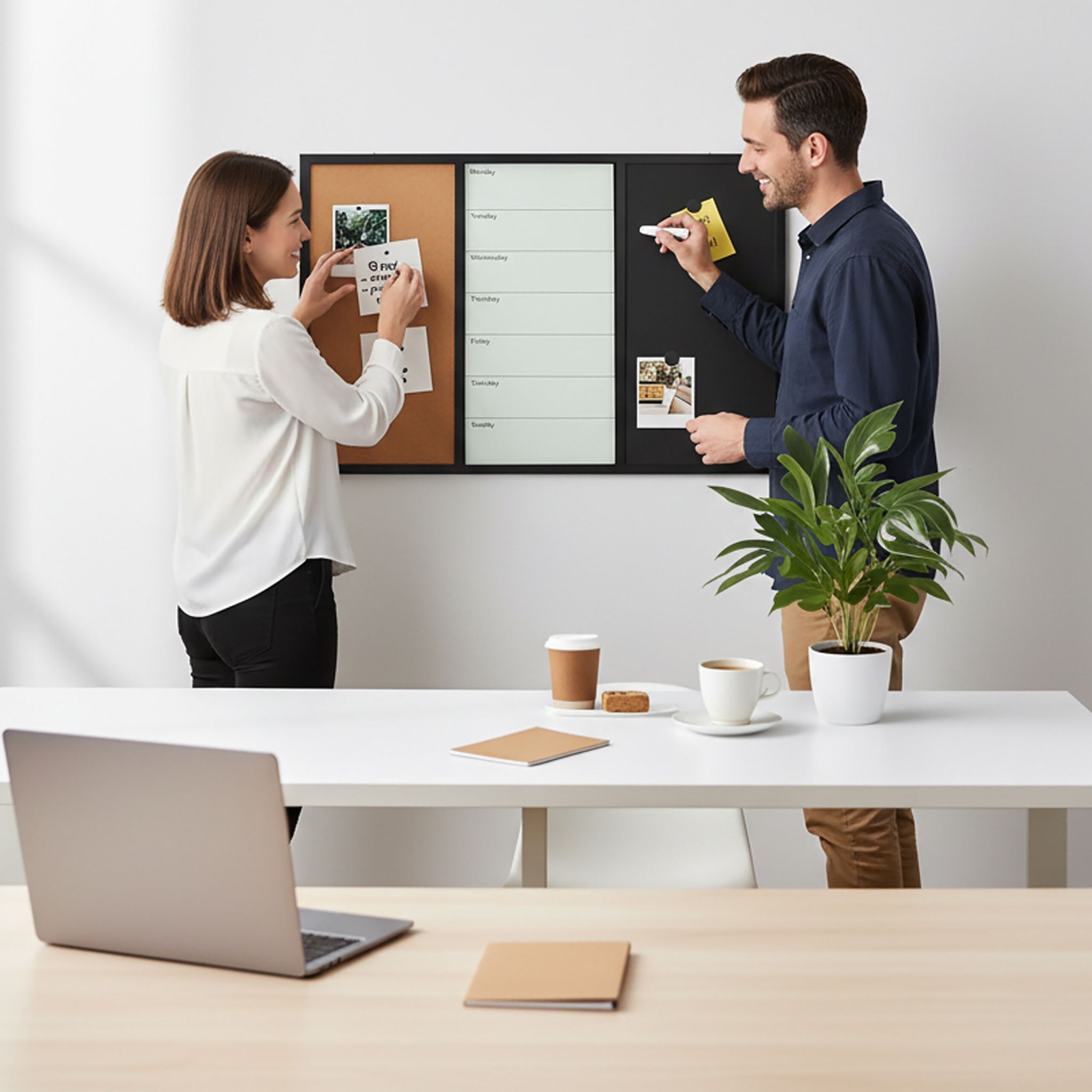 Kombitafel 3in1 mit Zubehör Weiss-Hellbraun-Schwarz von Relaxdays