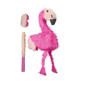 Pinata Flamingo mit Stab und Maske Creme-Pink-Schwarz von Relaxdays