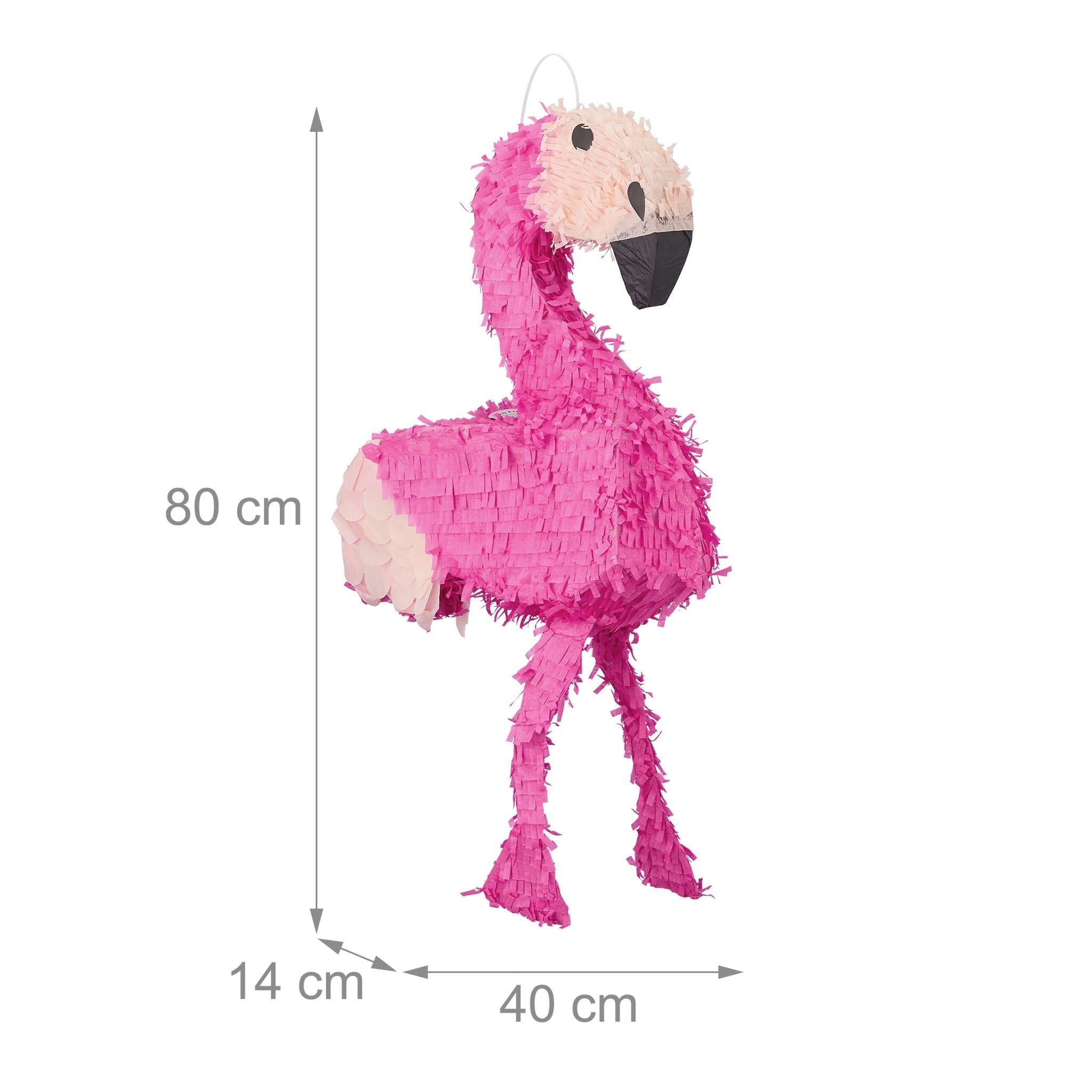 Pinata Flamingo mit Stab und Maske Creme-Pink-Schwarz von Relaxdays