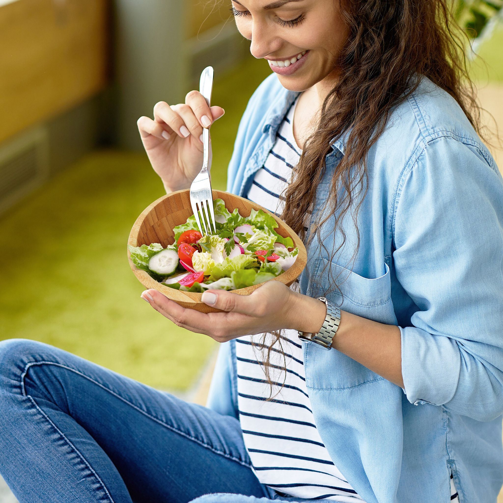 Salatschüssel Bambus Hellbraun von Relaxdays
