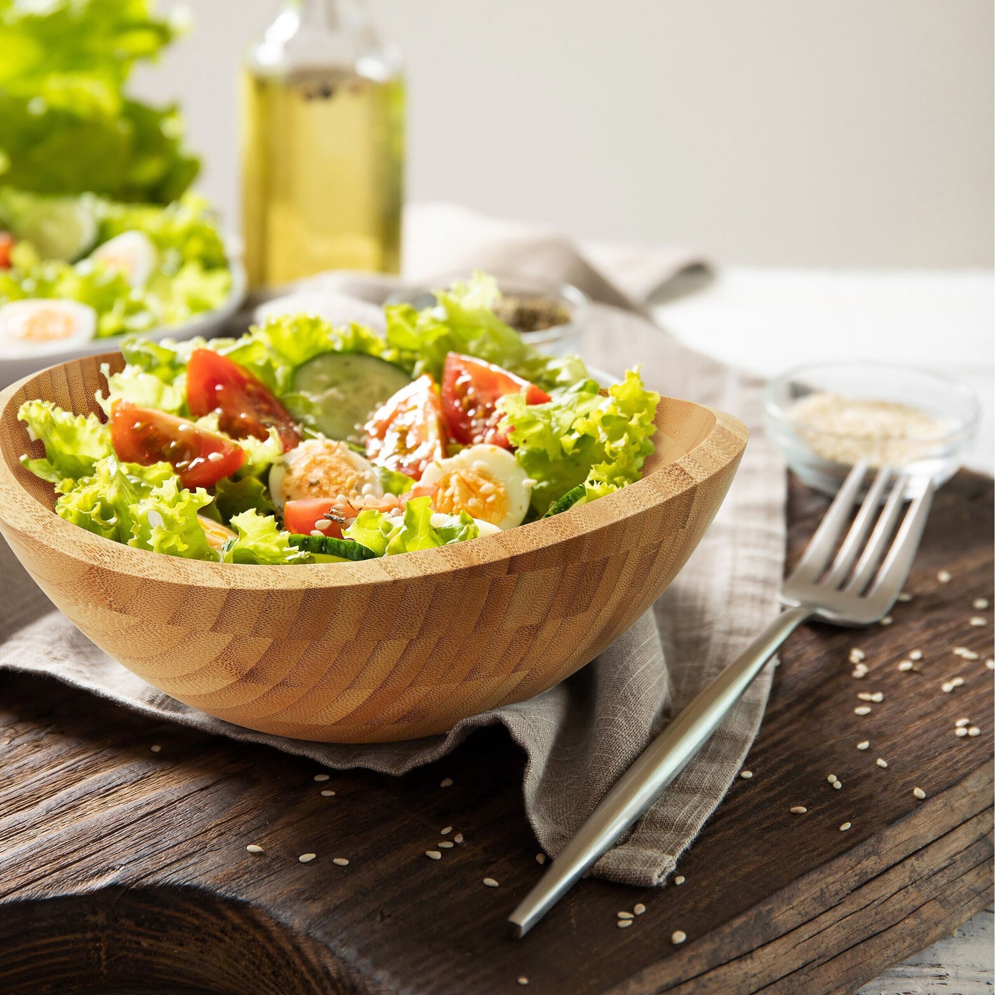 Salatschüssel Bambus Hellbraun von Relaxdays