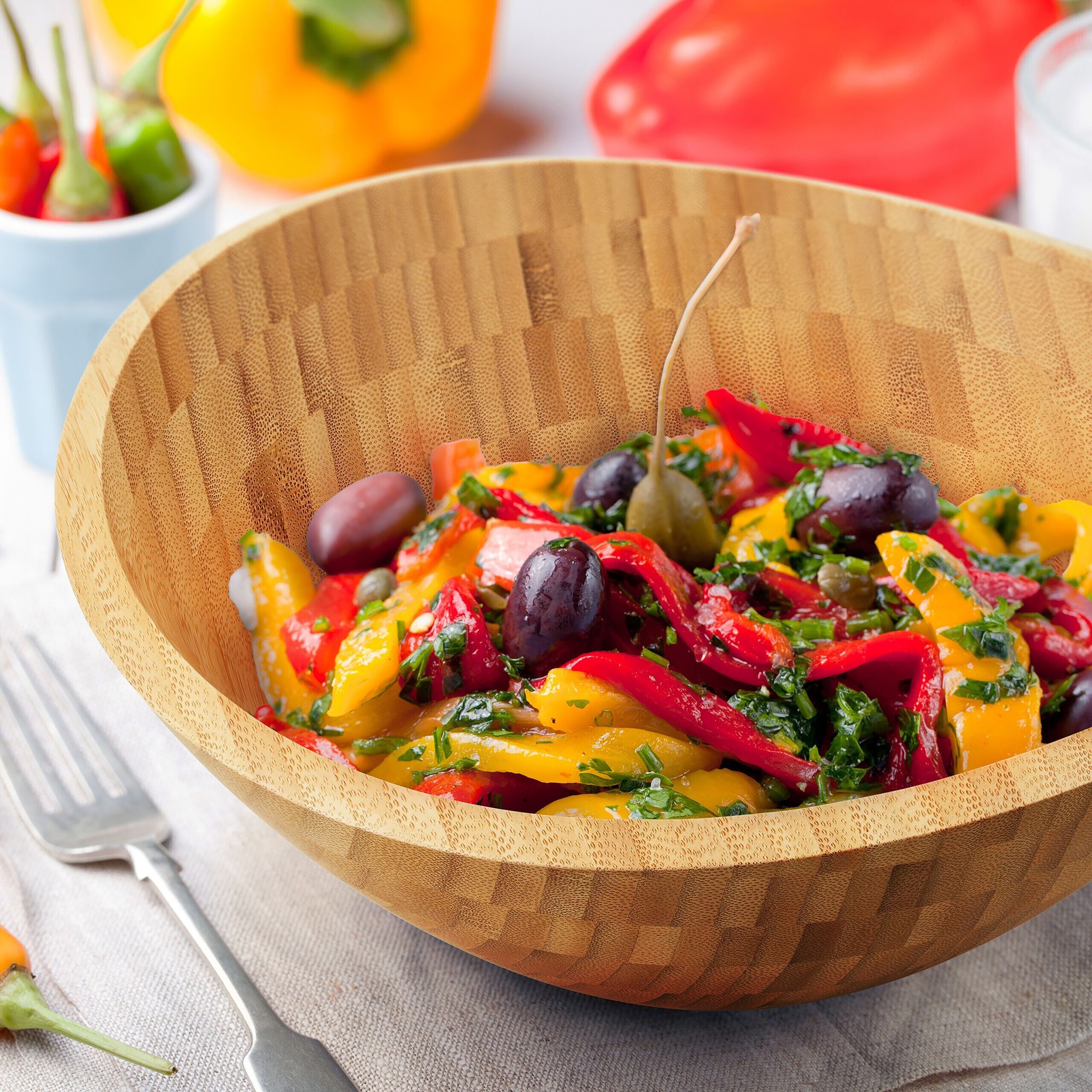 Salatschüssel Bambus Hellbraun von Relaxdays