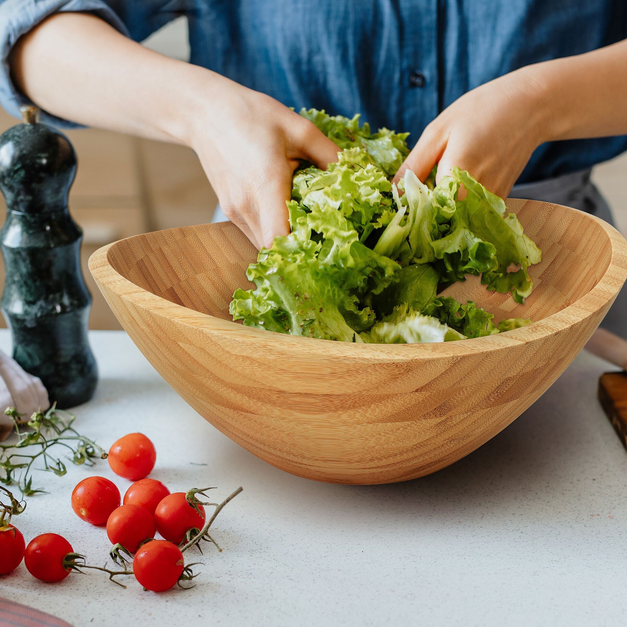 Salatschüssel Bambus Hellbraun von Relaxdays