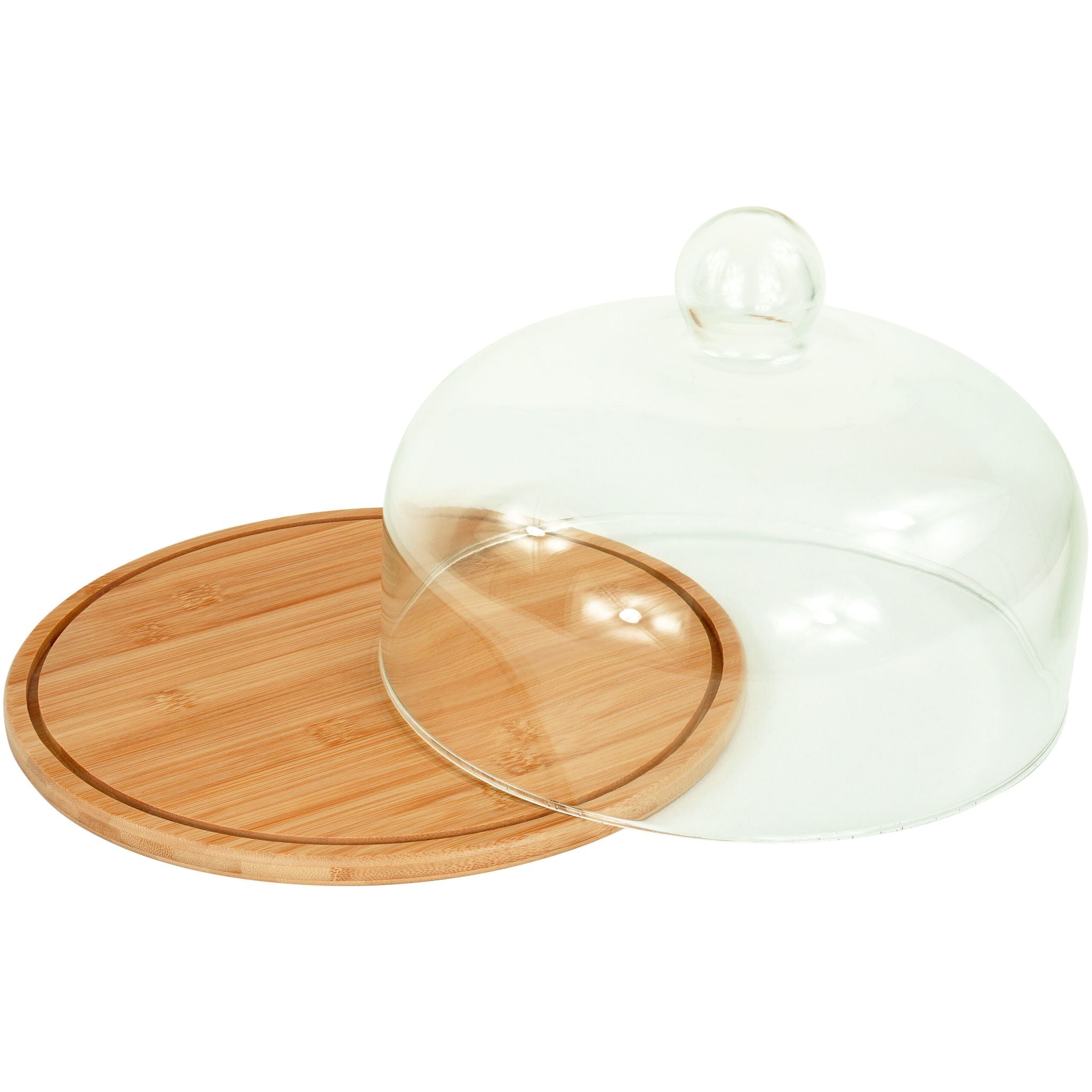 Tortenplatte Bambus mit Glashaube Hellbraun von Relaxdays