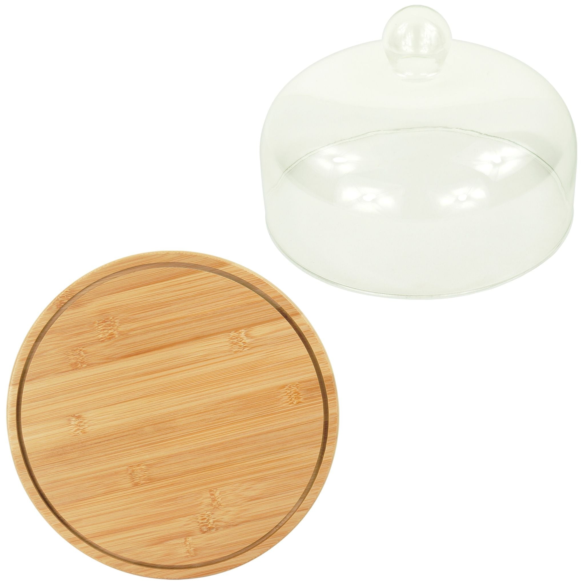 Tortenplatte Bambus mit Glashaube Hellbraun von Relaxdays