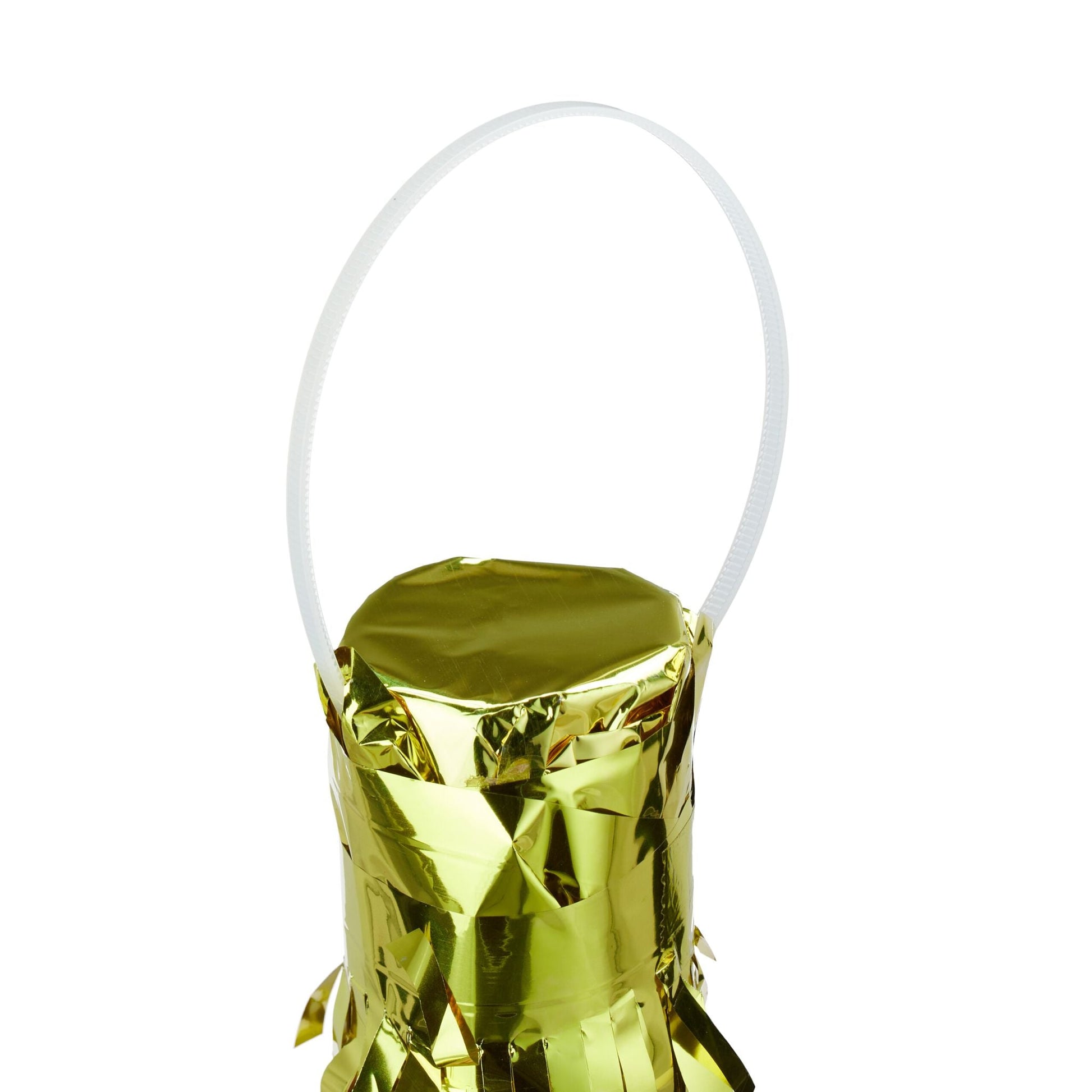 Pinata Sektflasche mit Stab & Maske Gelb-Gold-Rosa von Relaxdays