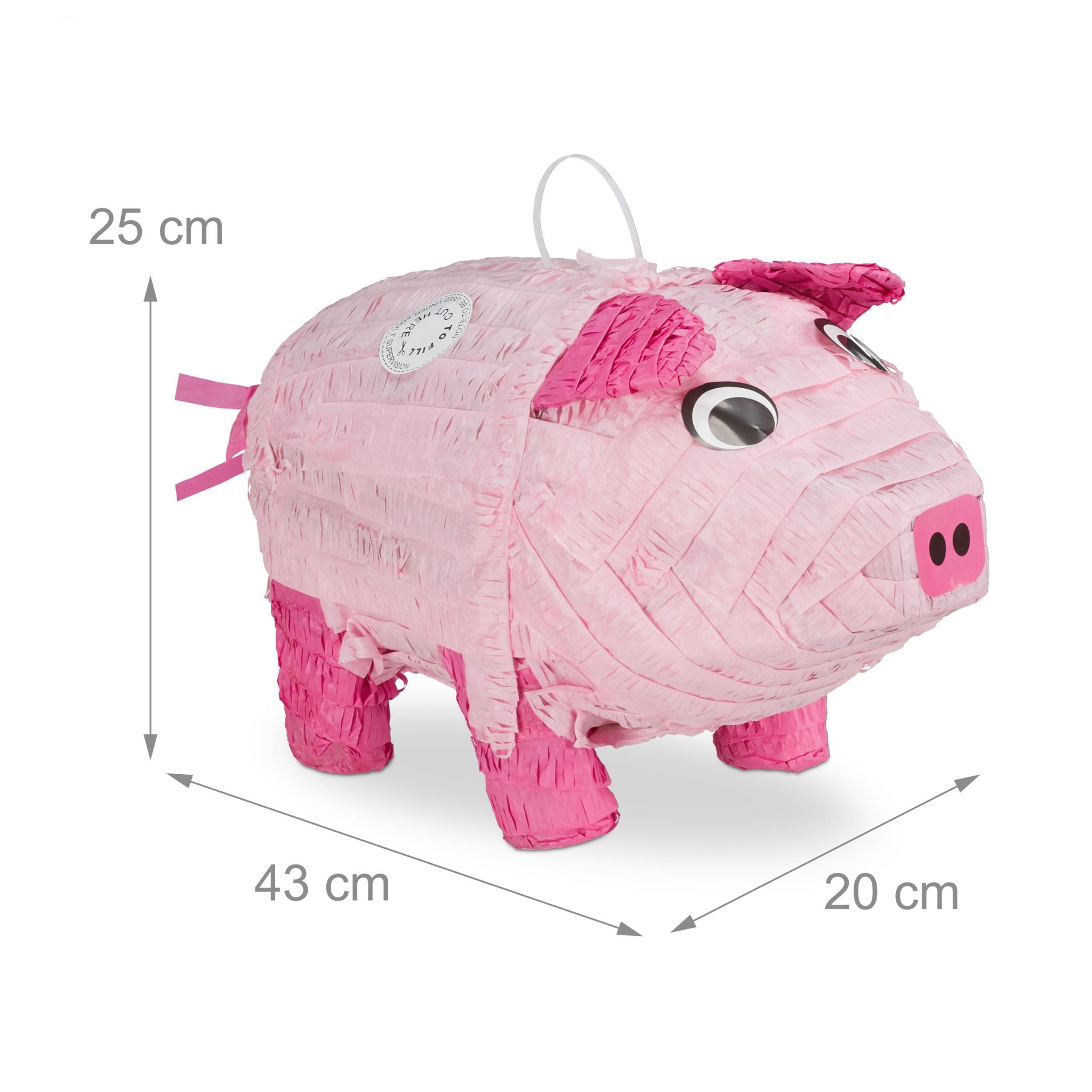 Pinata Schwein mit Stab und Maske Pink-Rosa von Relaxdays