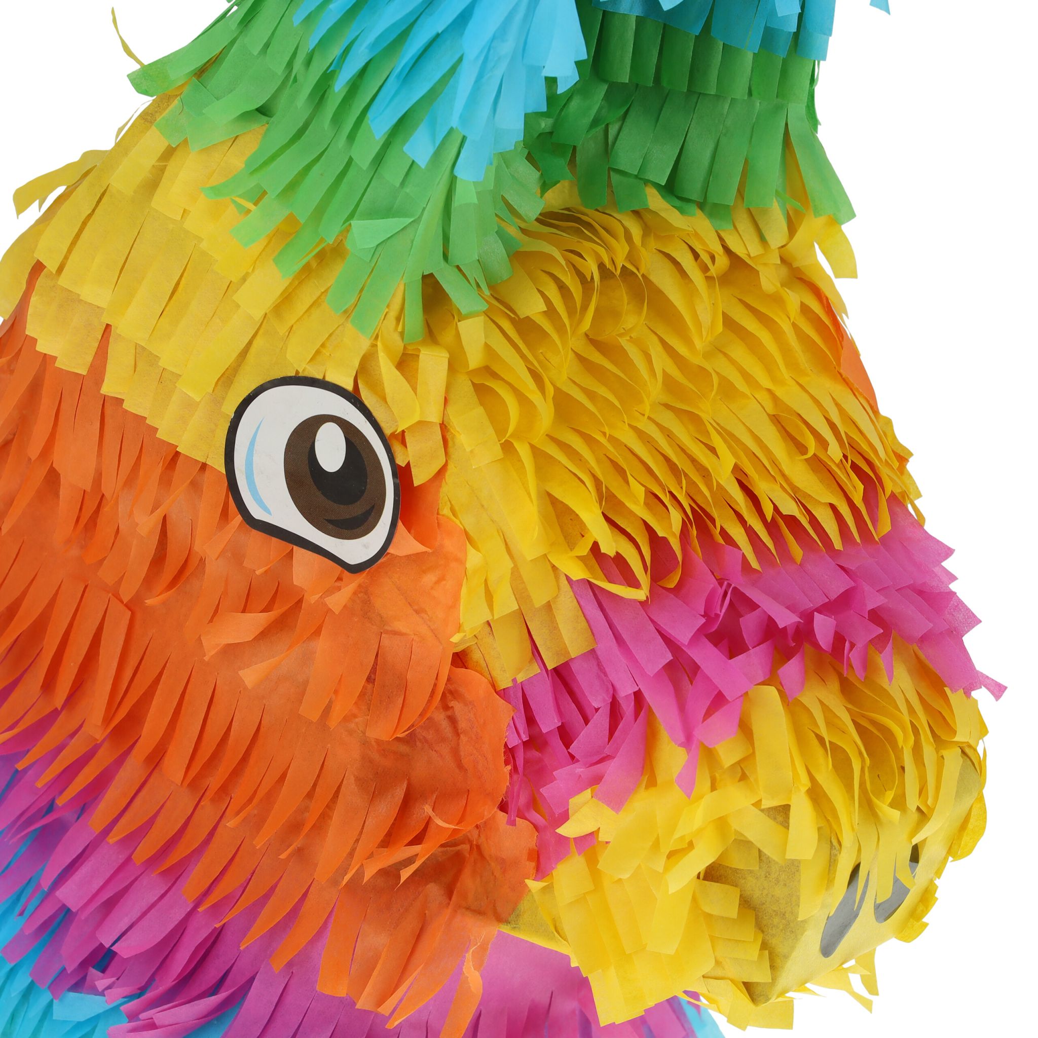 Pinata Esel mit Stab und Maske Blau-Gelb-Orange von Relaxdays