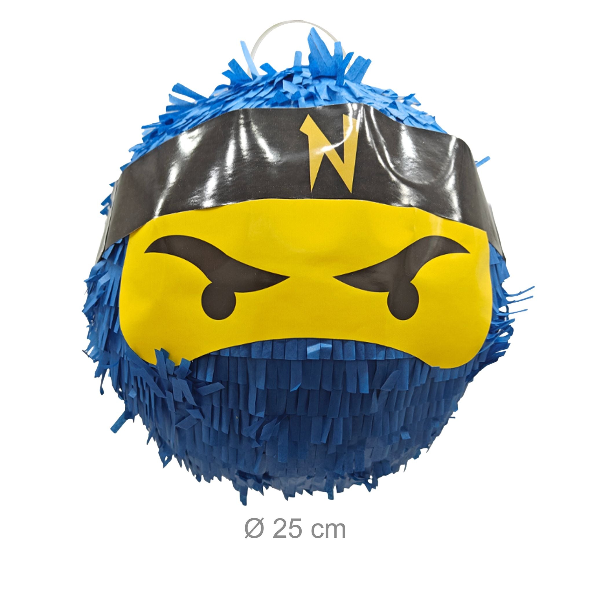 Pinata Ninja mit Stab & Maske Blau-Gelb-Schwarz von Relaxdays