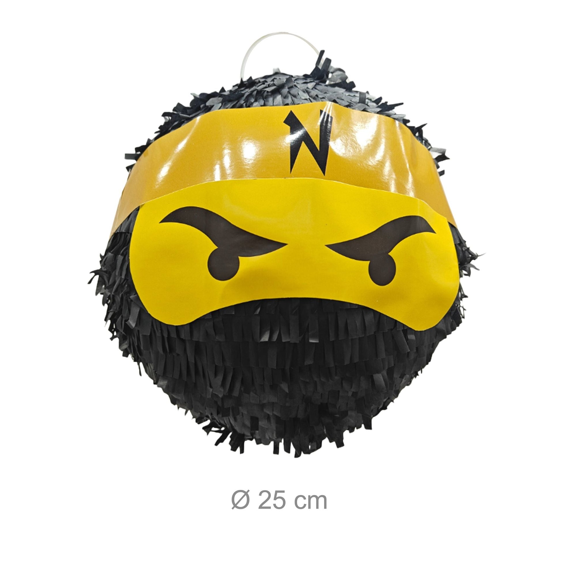 Pinata Ninja mit Stab & Maske Gelb-Schwarz von Relaxdays