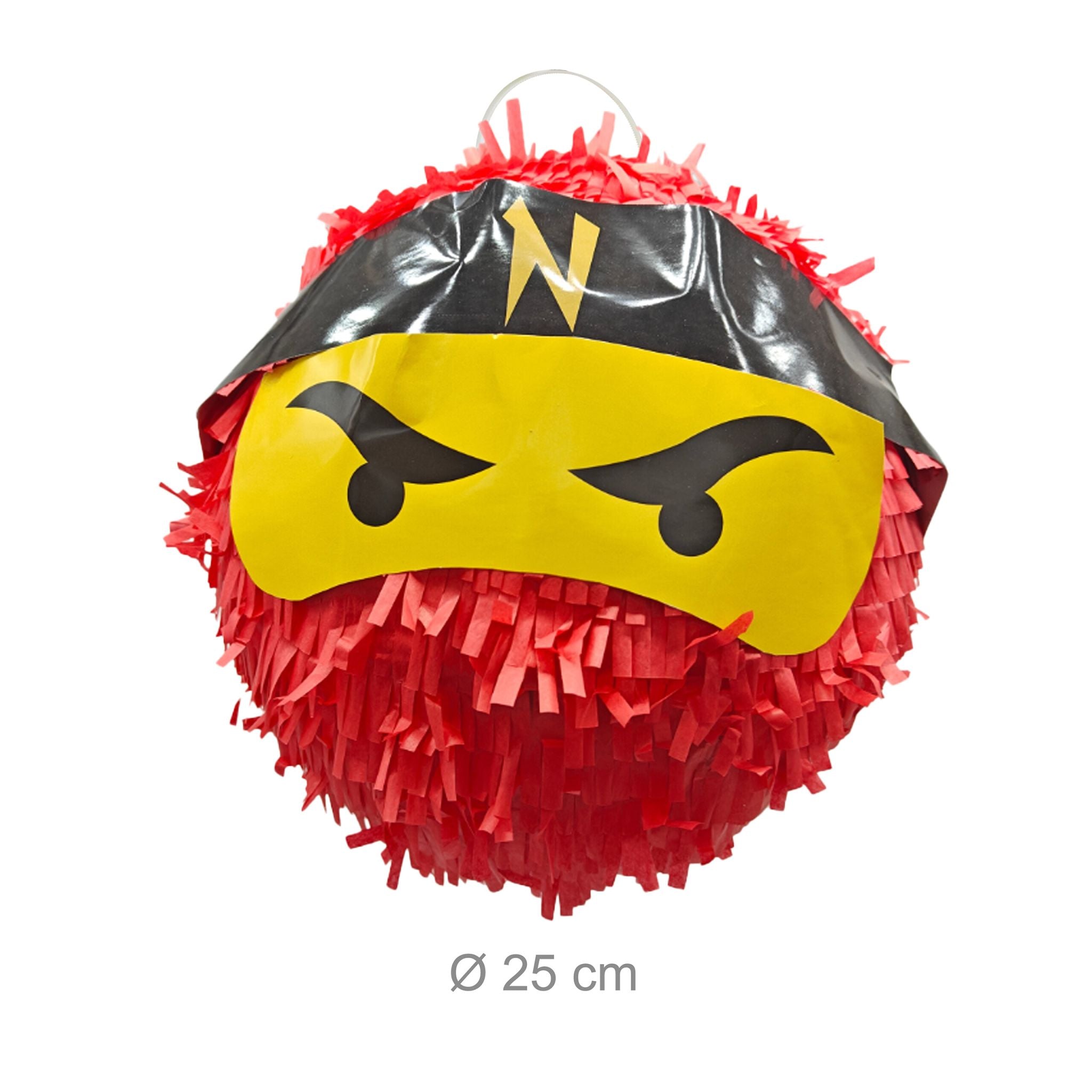 Pinata Ninja mit Stab & Maske Gelb-Rot-Schwarz von Relaxdays