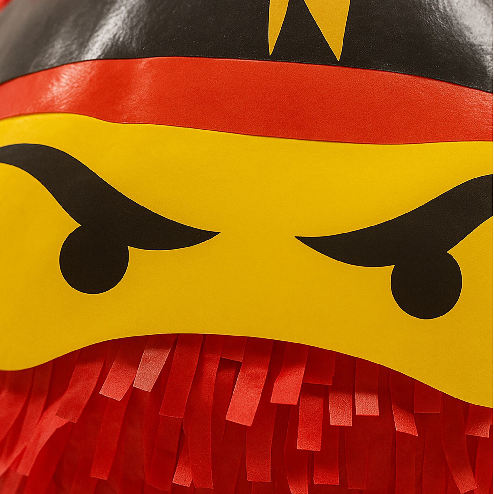 Pinata Ninja mit Stab & Maske Gelb-Rot-Schwarz von Relaxdays