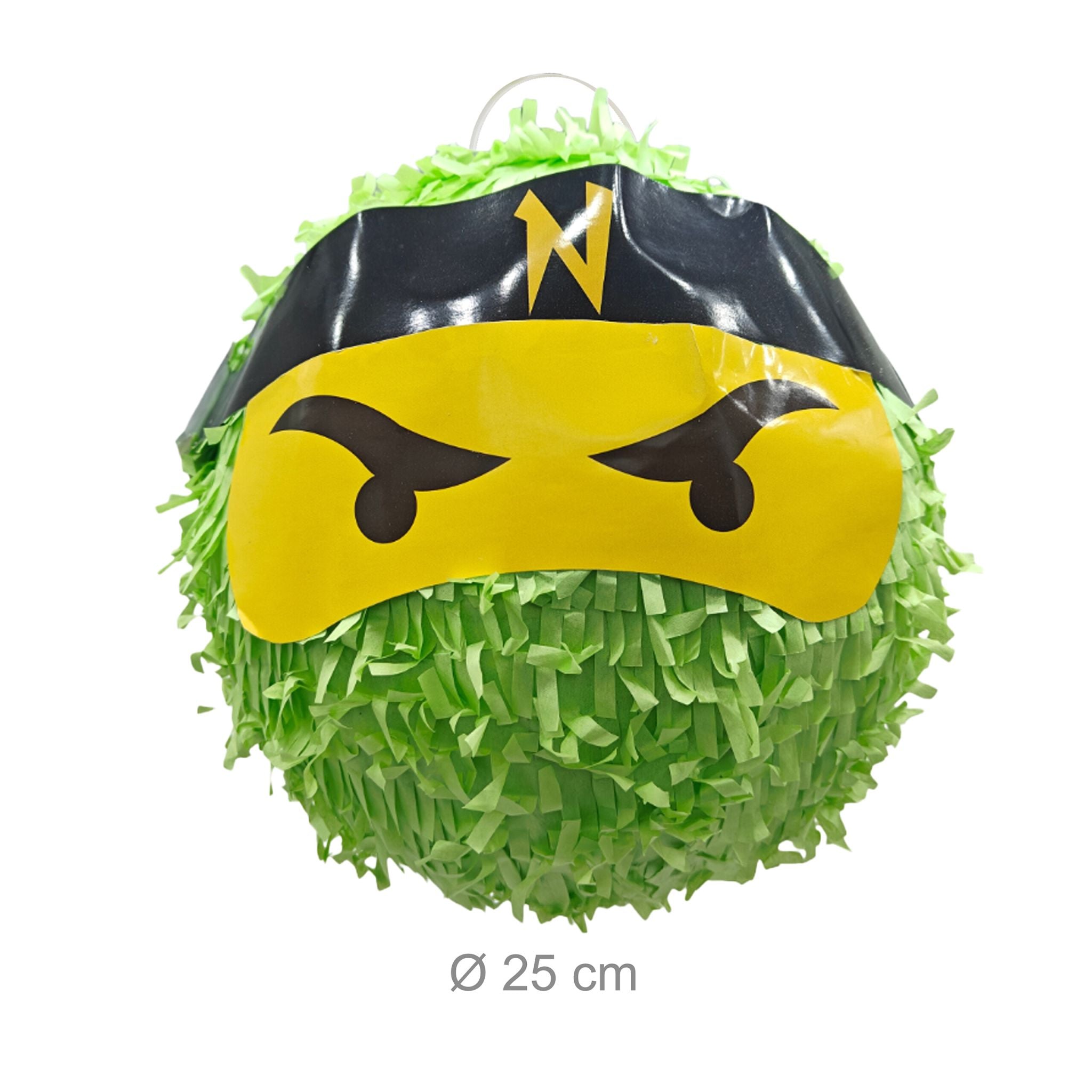 Pinata Ninja mit Stab & Maske Gelb-Grün-Schwarz von Relaxdays