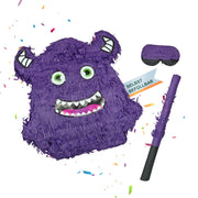 Pinata Monster mit Stab und Maske Lila-Pink-Schwarz von Relaxdays