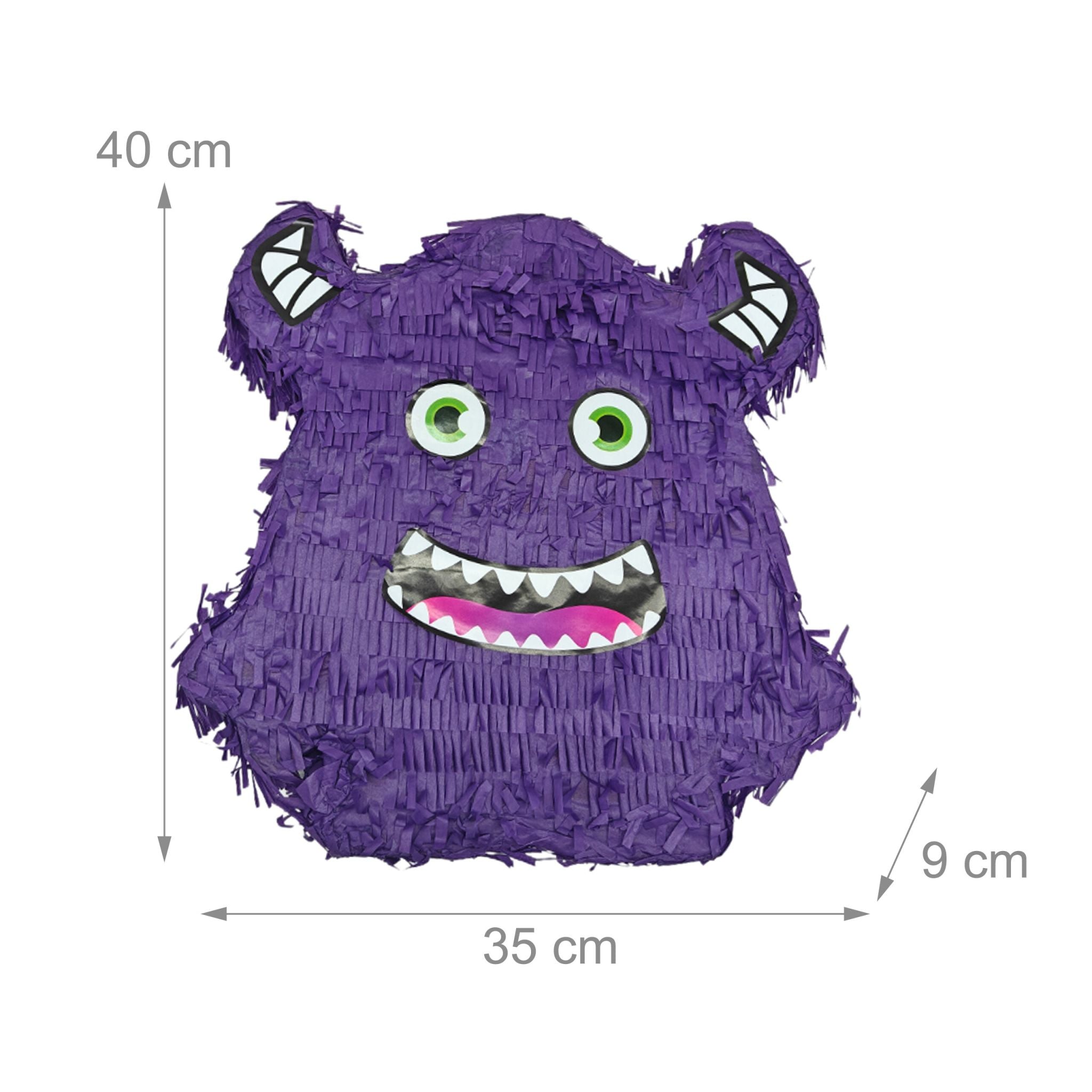 Pinata Monster mit Stab und Maske Lila-Pink-Schwarz von Relaxdays