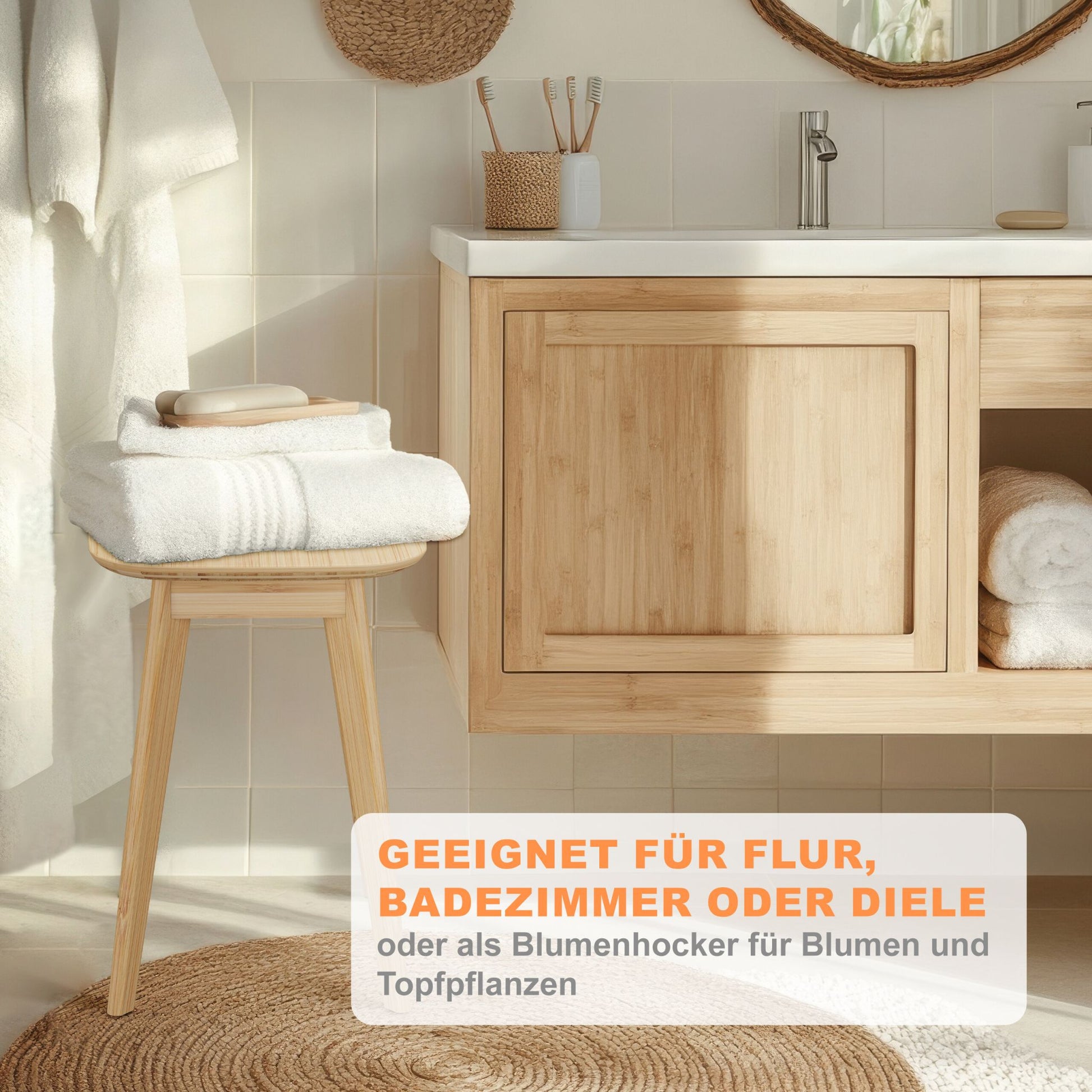 Esszimmerhocker Bambus 2er-Set Hellbraun von Relaxdays