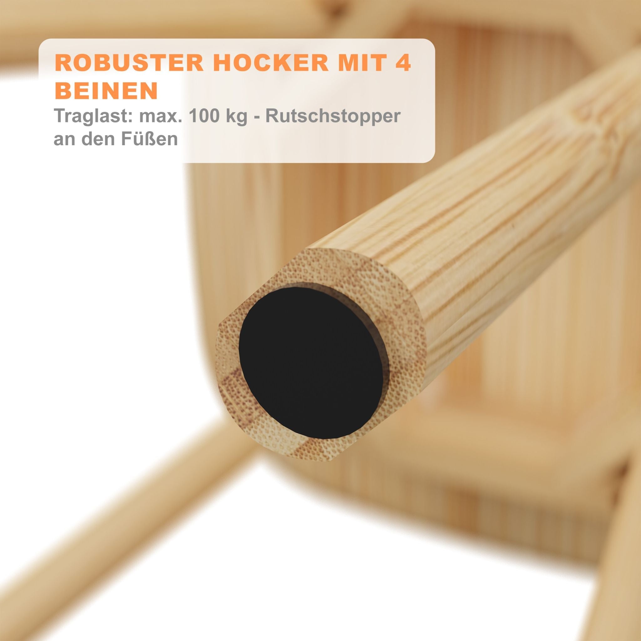 Esszimmerhocker Bambus 2er-Set Hellbraun von Relaxdays