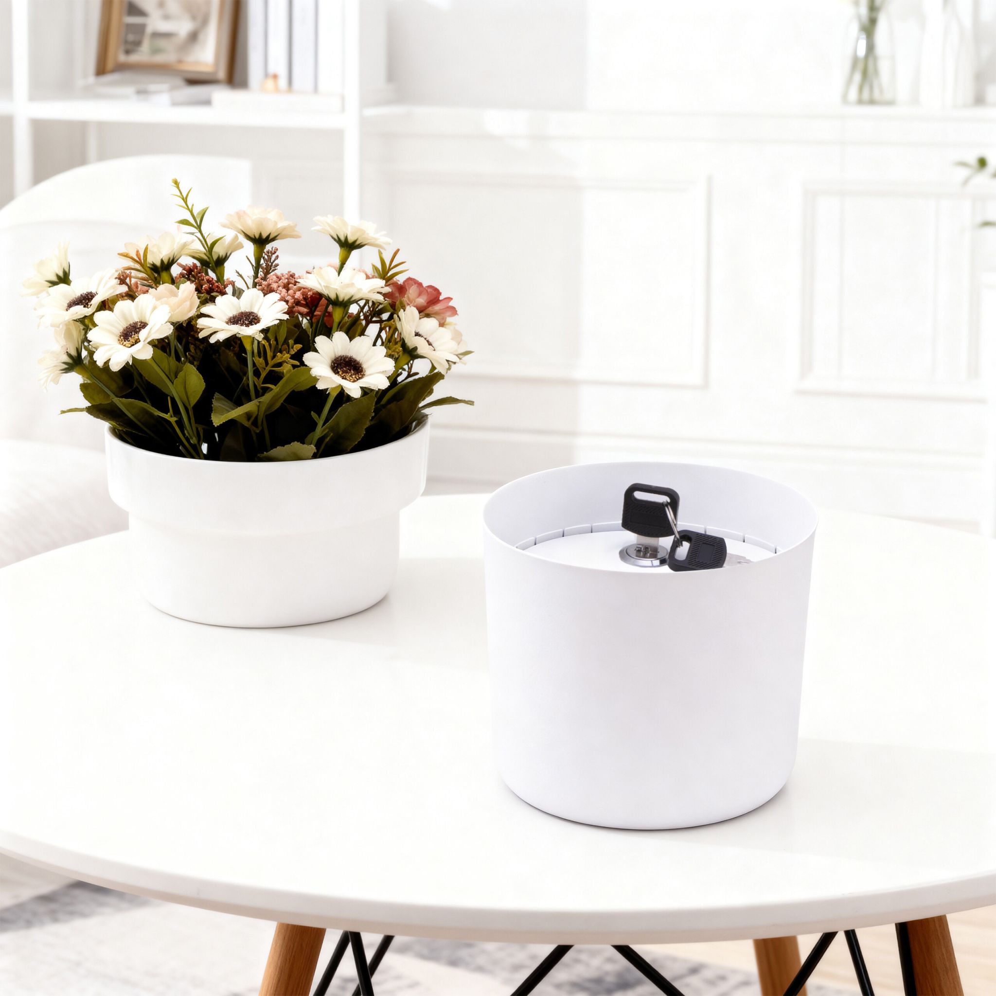 Blumentopf Safe mit 2x Schlüsseln Weiss von Relaxdays