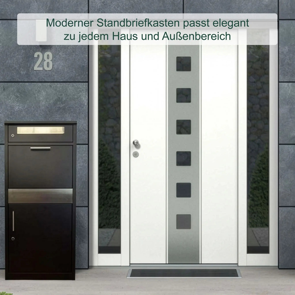 Briefkasten mit Paketfach Schwarz-Silber von Relaxdays