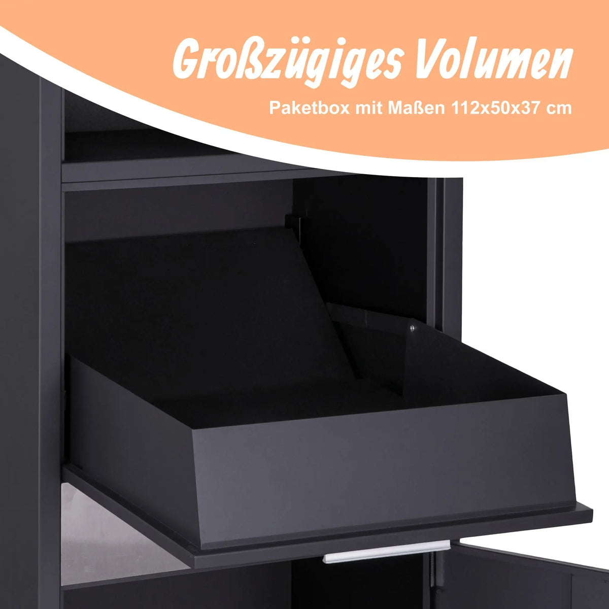 Briefkasten mit Paketfach Schwarz-Silber von Relaxdays