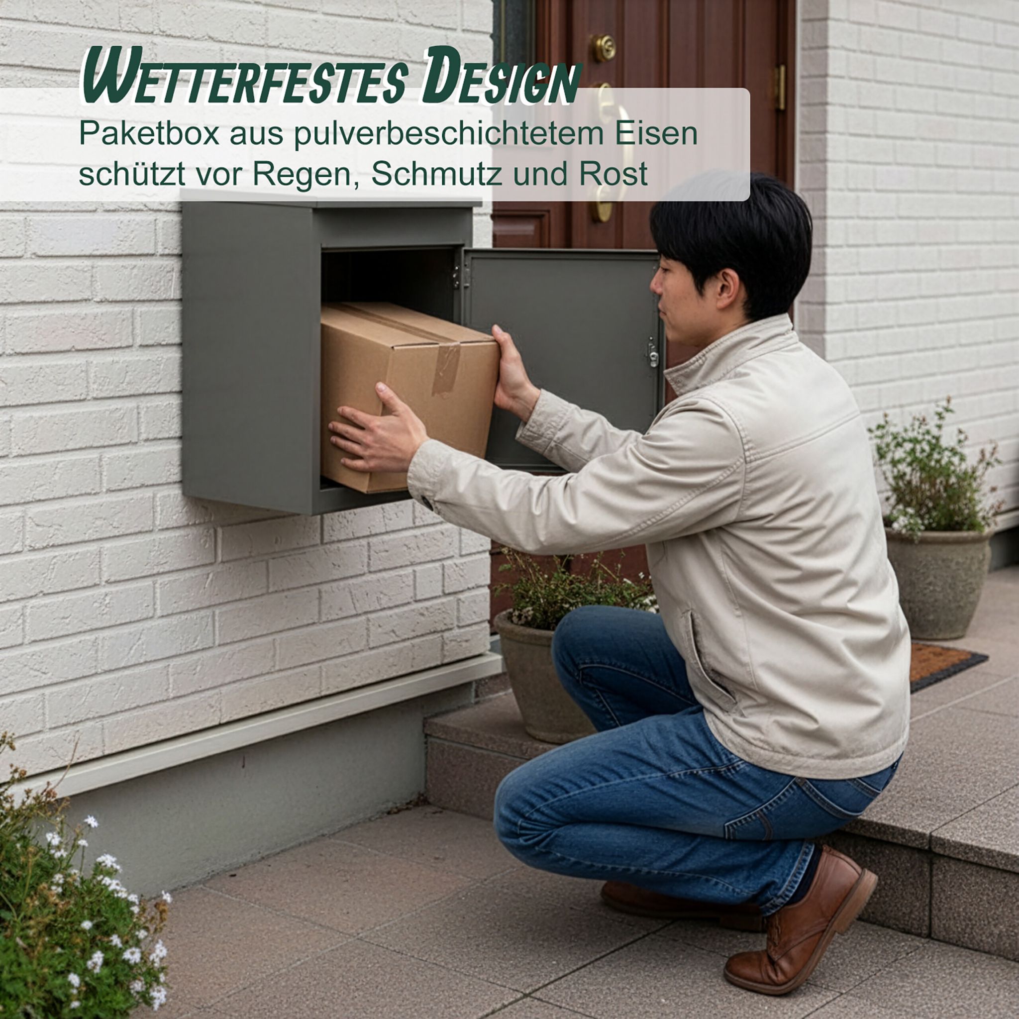 Paketbox für Boden- & Wandmontage Anthrazit von Relaxdays