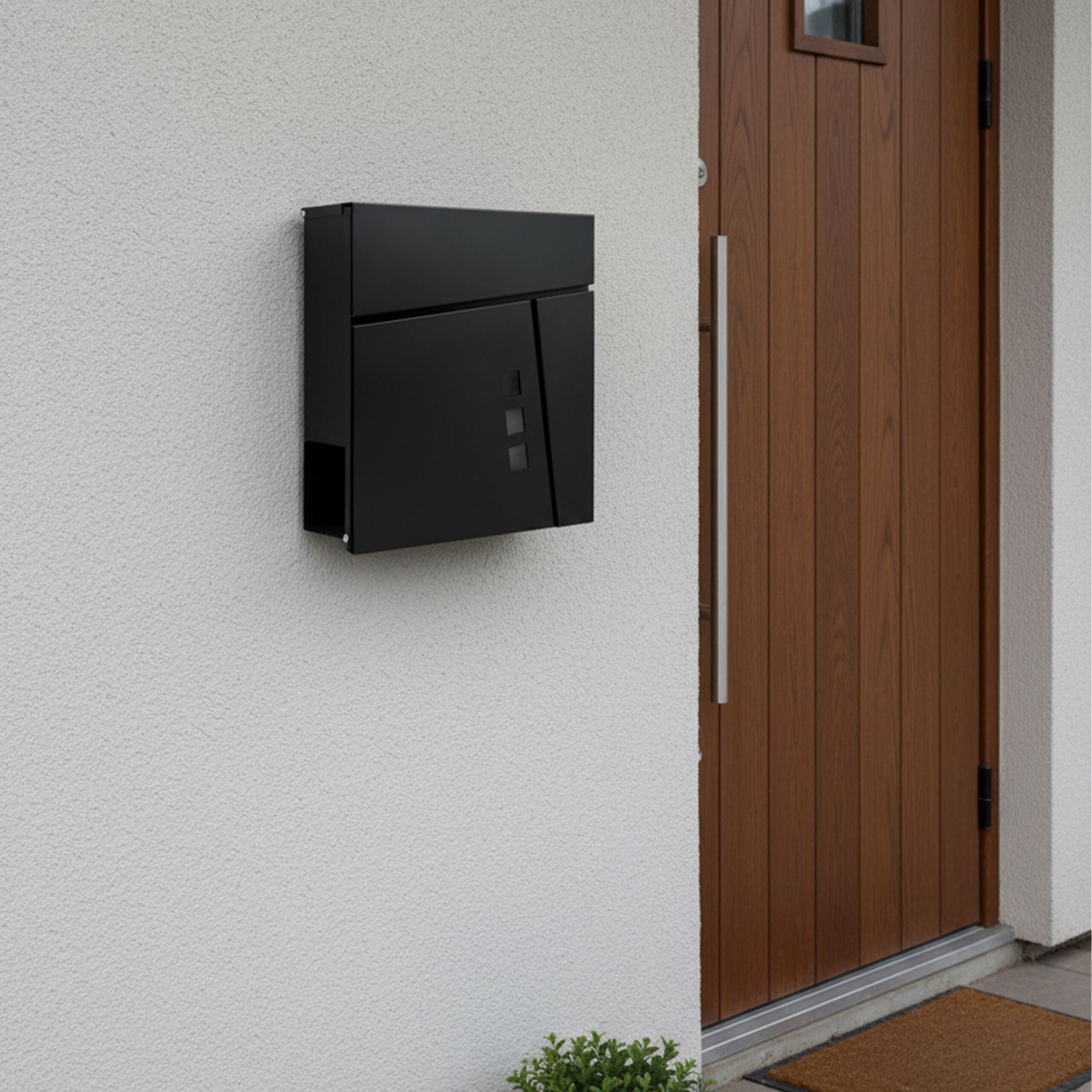 Briefkasten mit Zeitungsfach Schwarz von Relaxdays