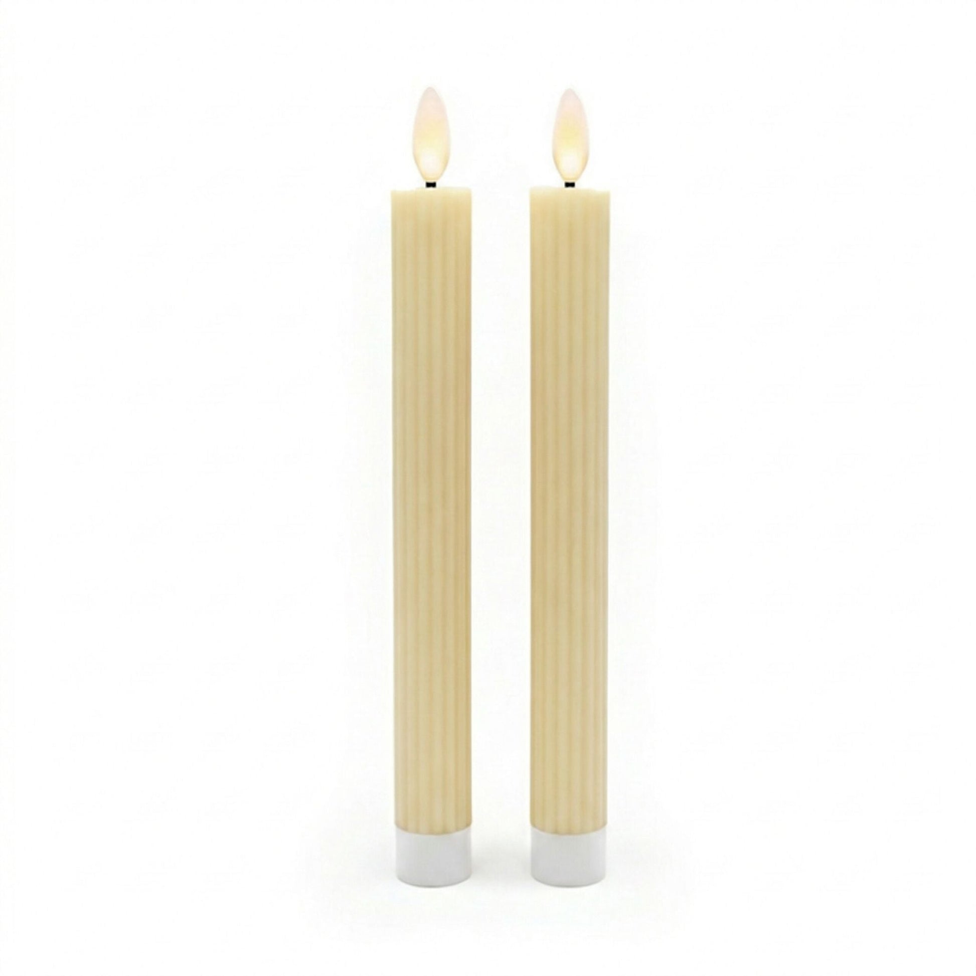 LED Stabkerzen 2er-Set Creme von Relaxdays