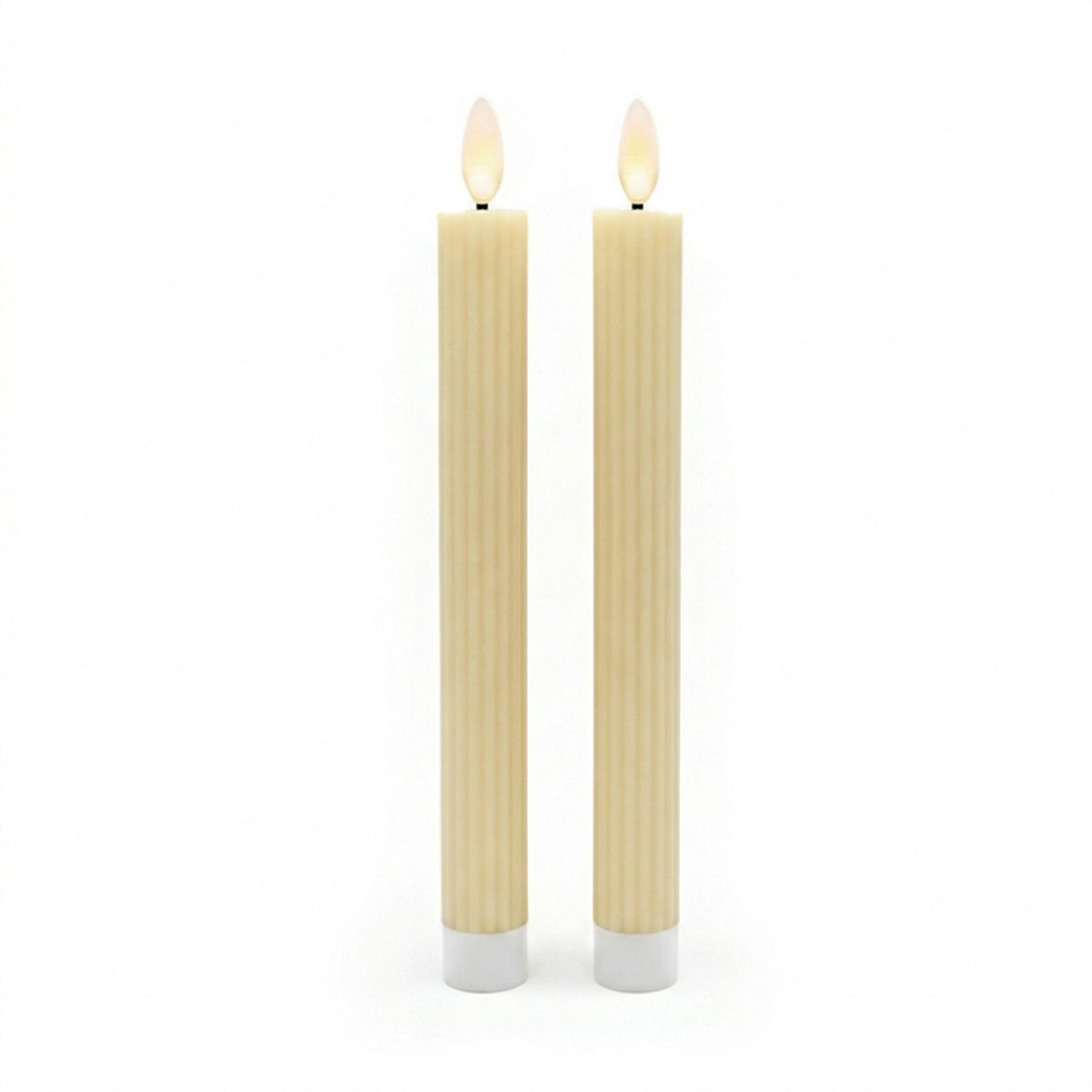 LED Stabkerzen 2er-Set Creme von Relaxdays