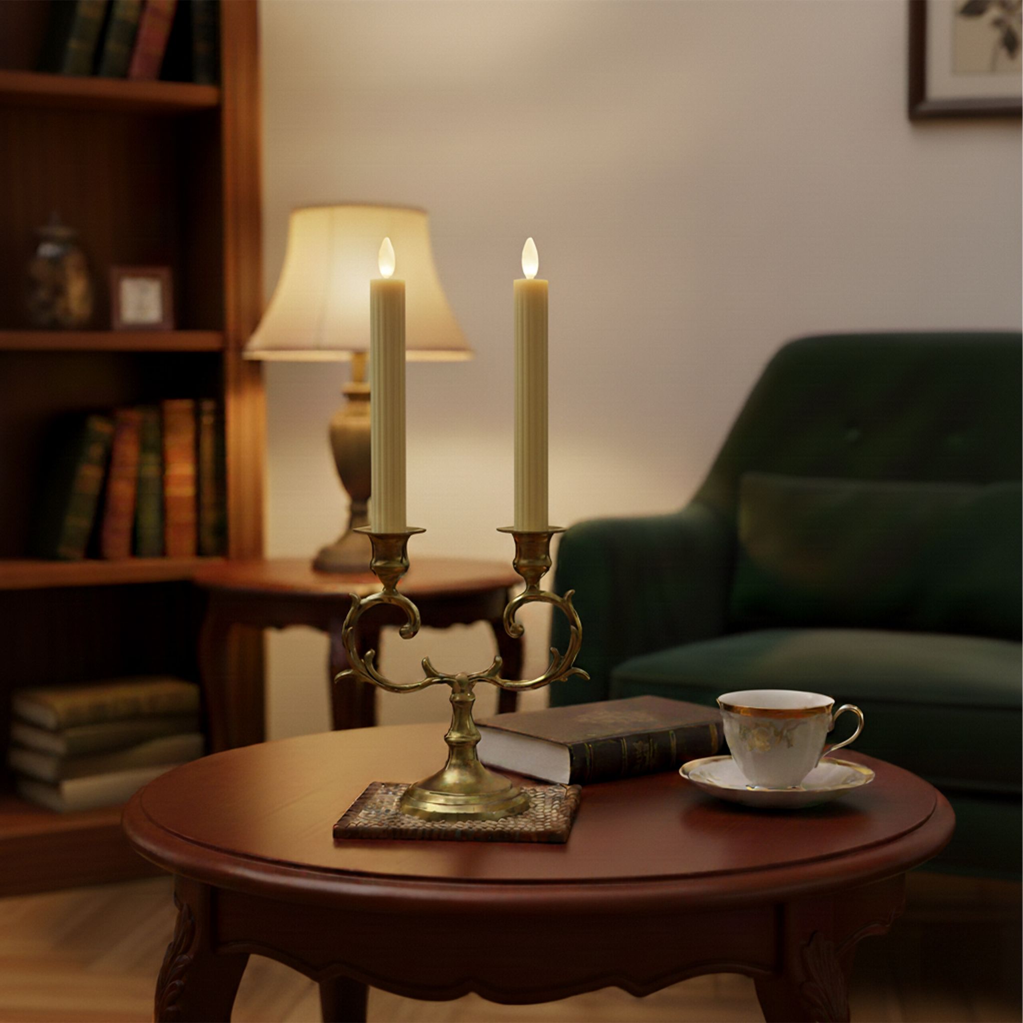 LED Stabkerzen 2er-Set Creme von Relaxdays