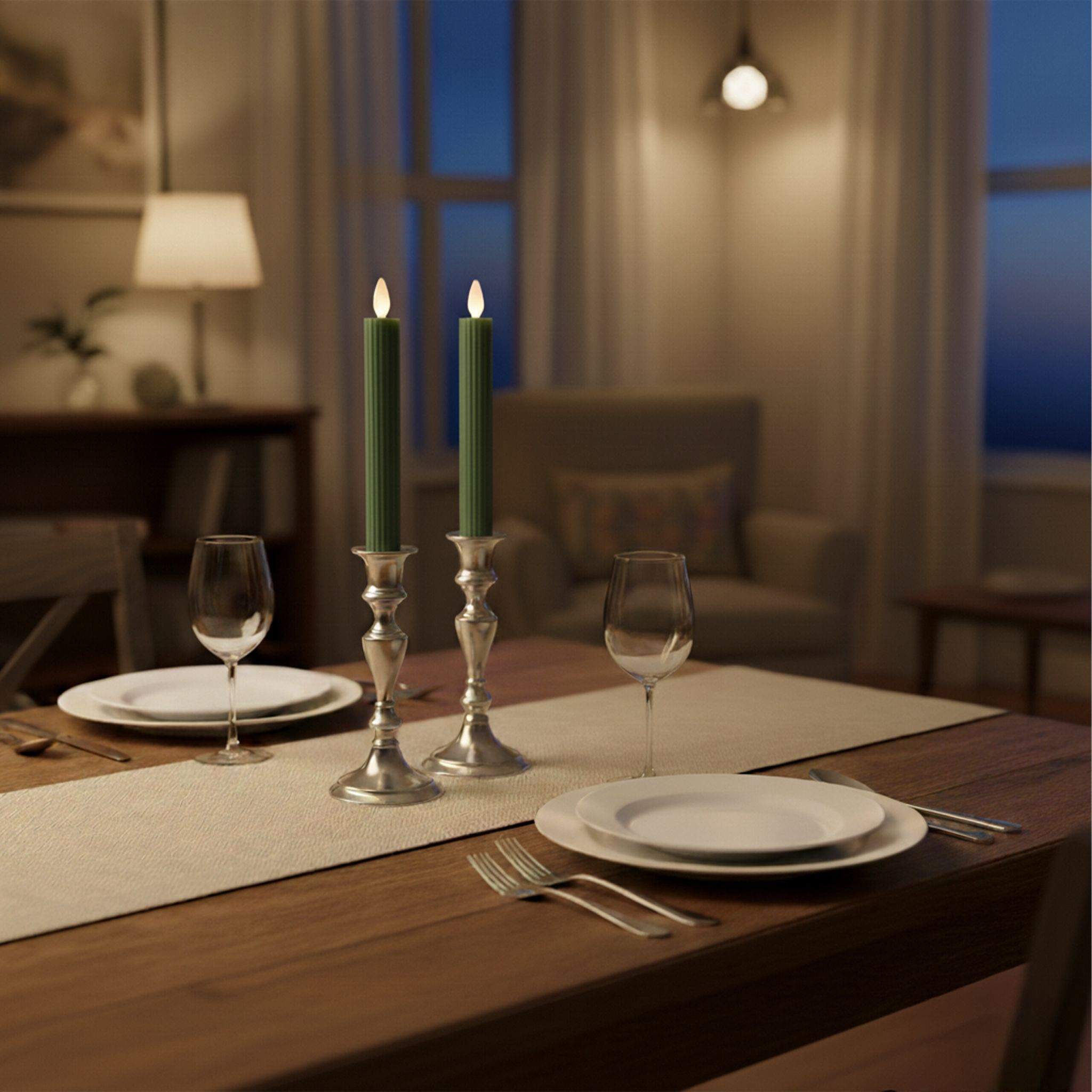 LED Stabkerzen 2er-Set Beige von Relaxdays