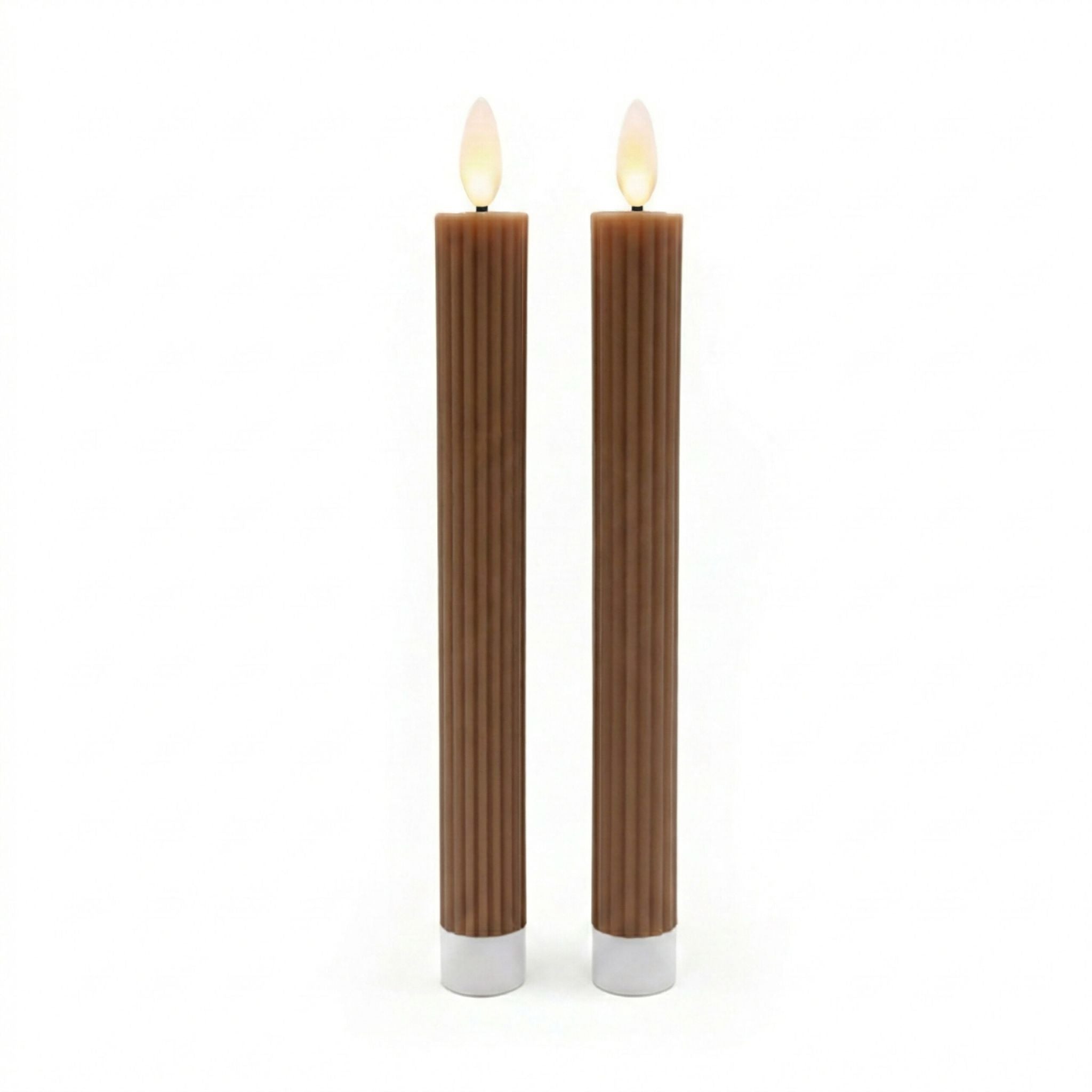 LED Stabkerzen 2er-Set Dunkelbraun von Relaxdays