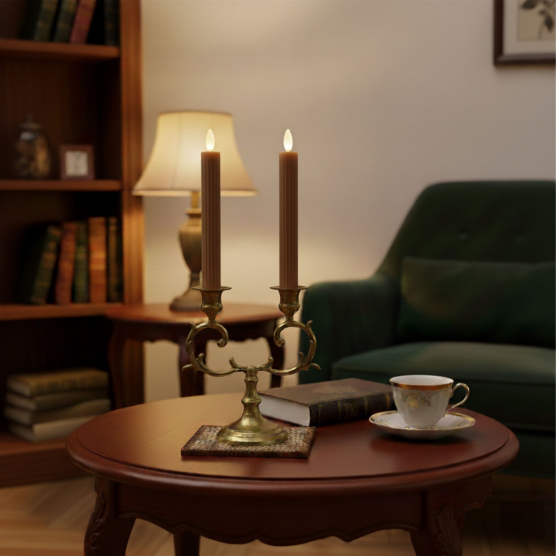 LED Stabkerzen 2er-Set Dunkelbraun von Relaxdays