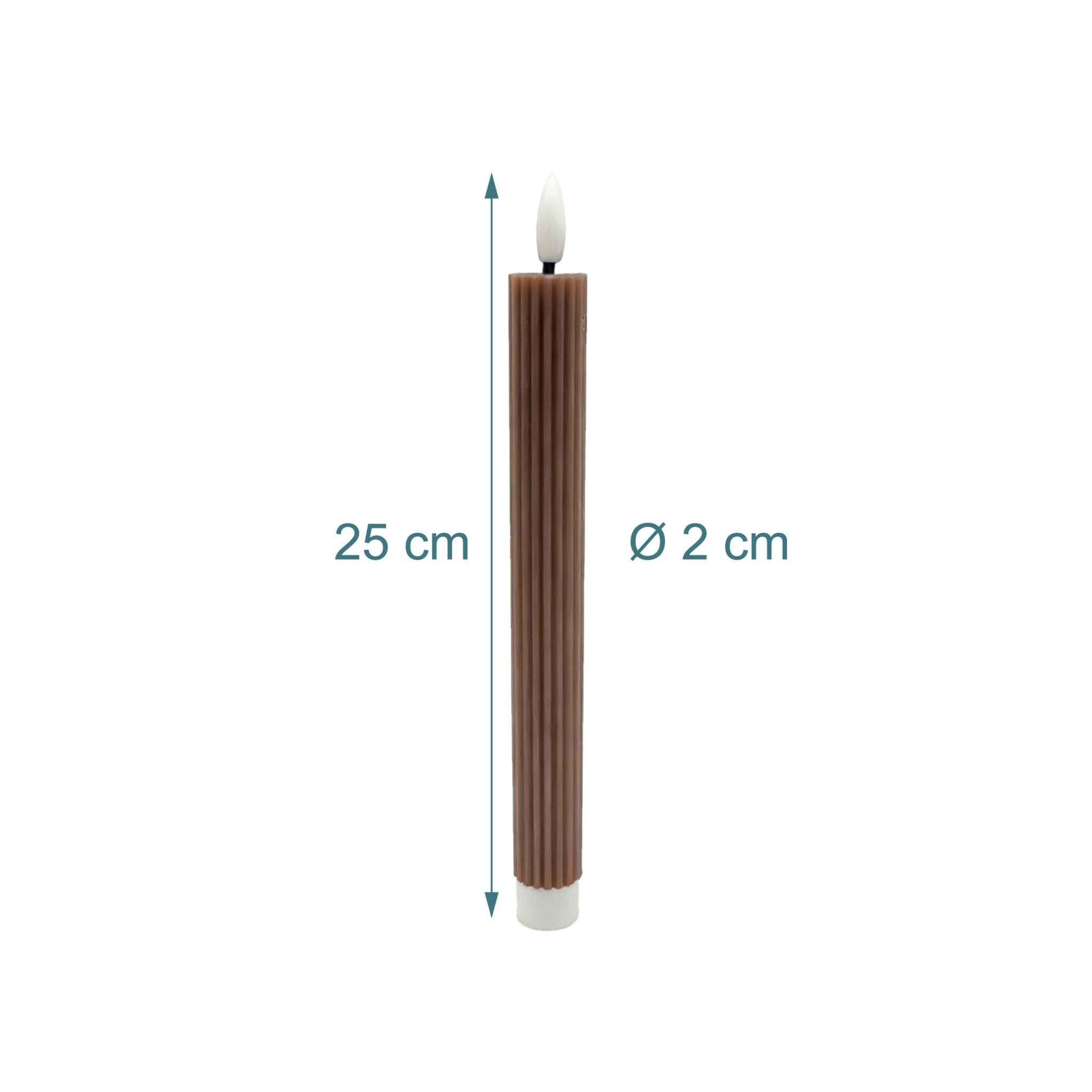 LED Stabkerzen 2er-Set Dunkelbraun von Relaxdays