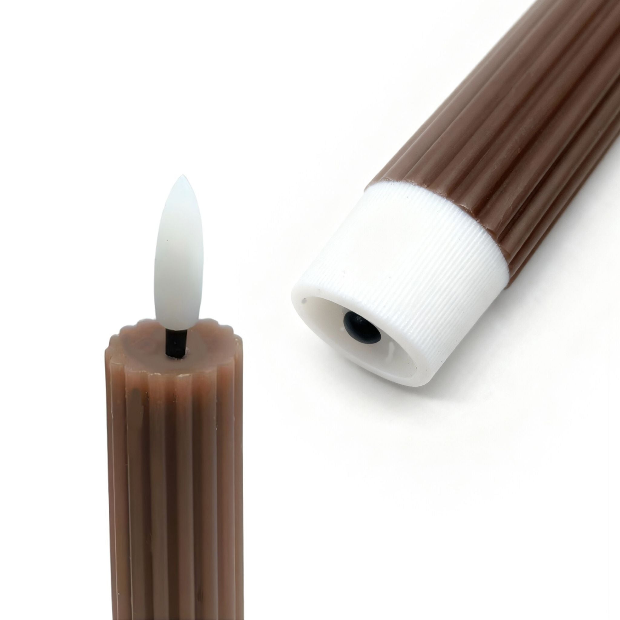 LED Stabkerzen 2er-Set Dunkelbraun von Relaxdays
