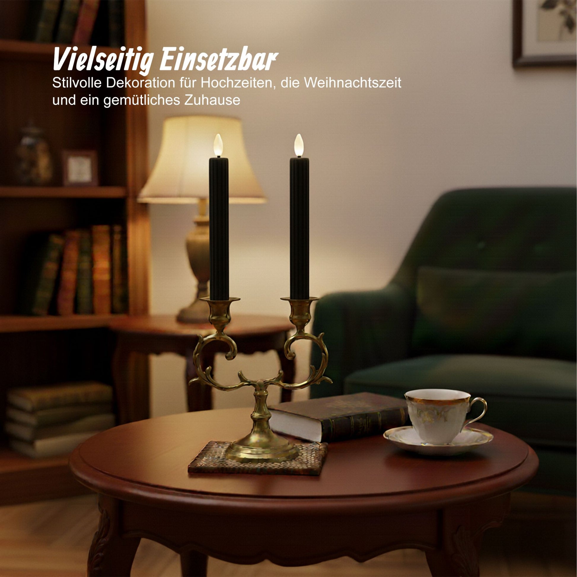 LED Stabkerzen 2er-Set Schwarz von Relaxdays