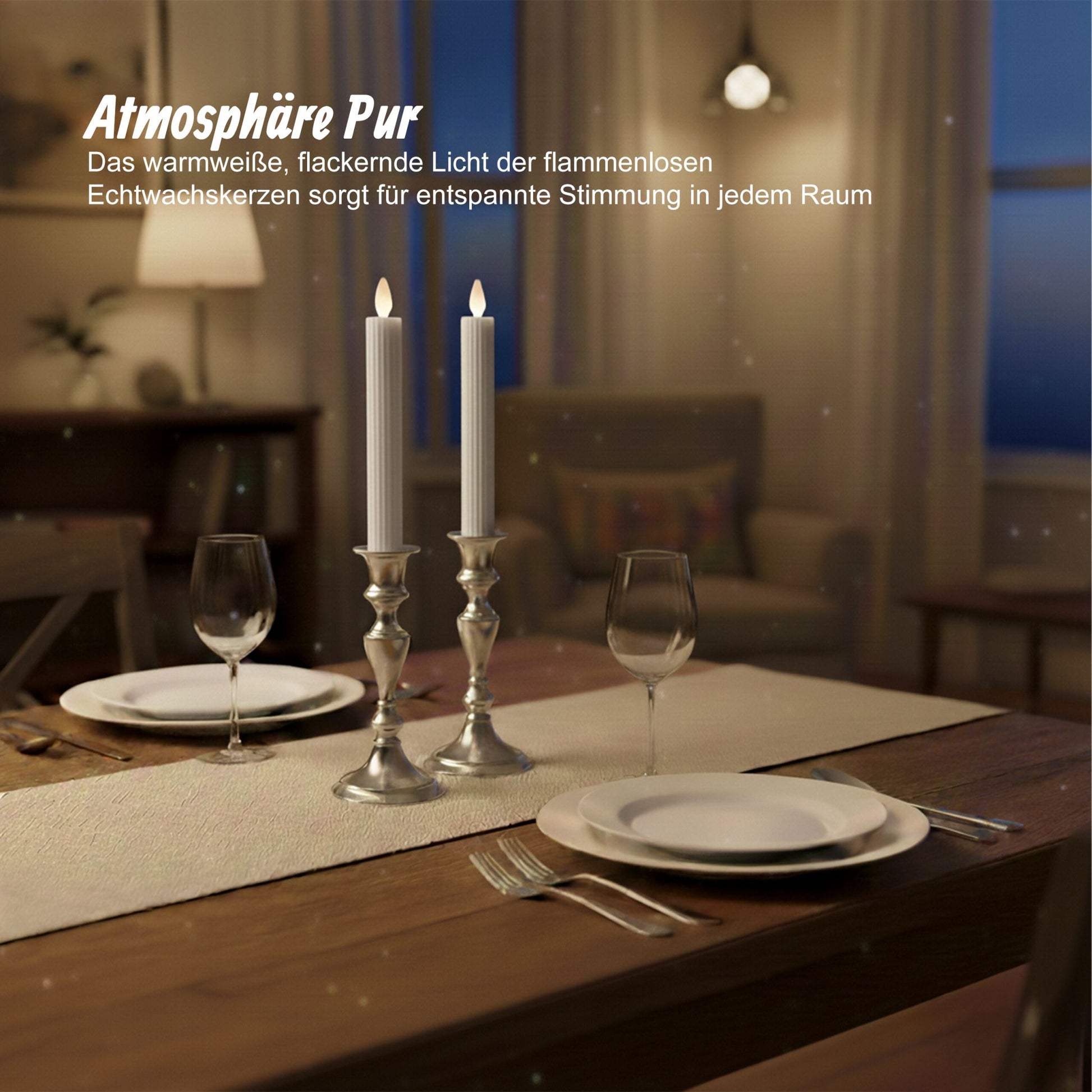 LED Stabkerzen 2er-Set Weiss von Relaxdays