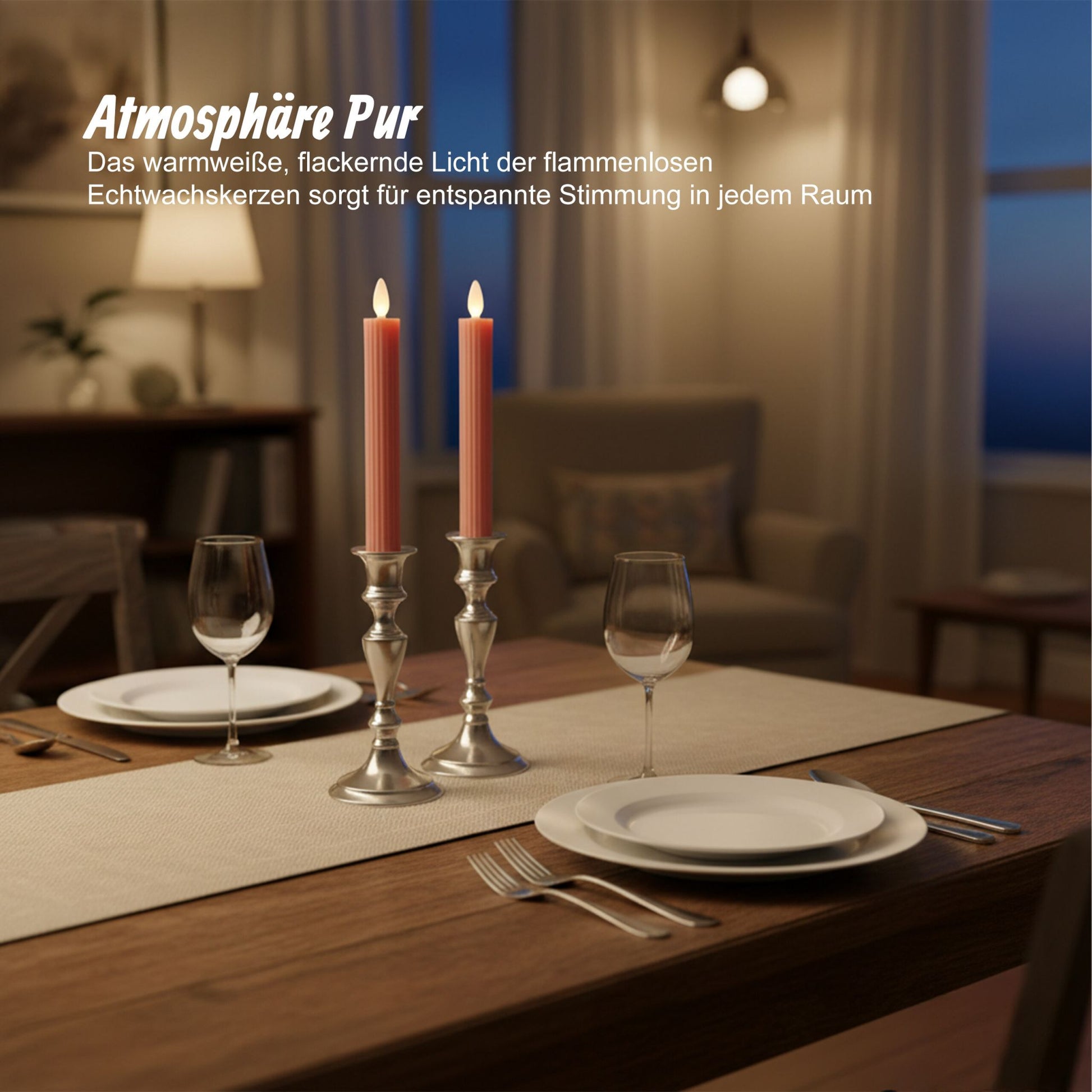 LED Stabkerzen 2er-Set Rosa von Relaxdays