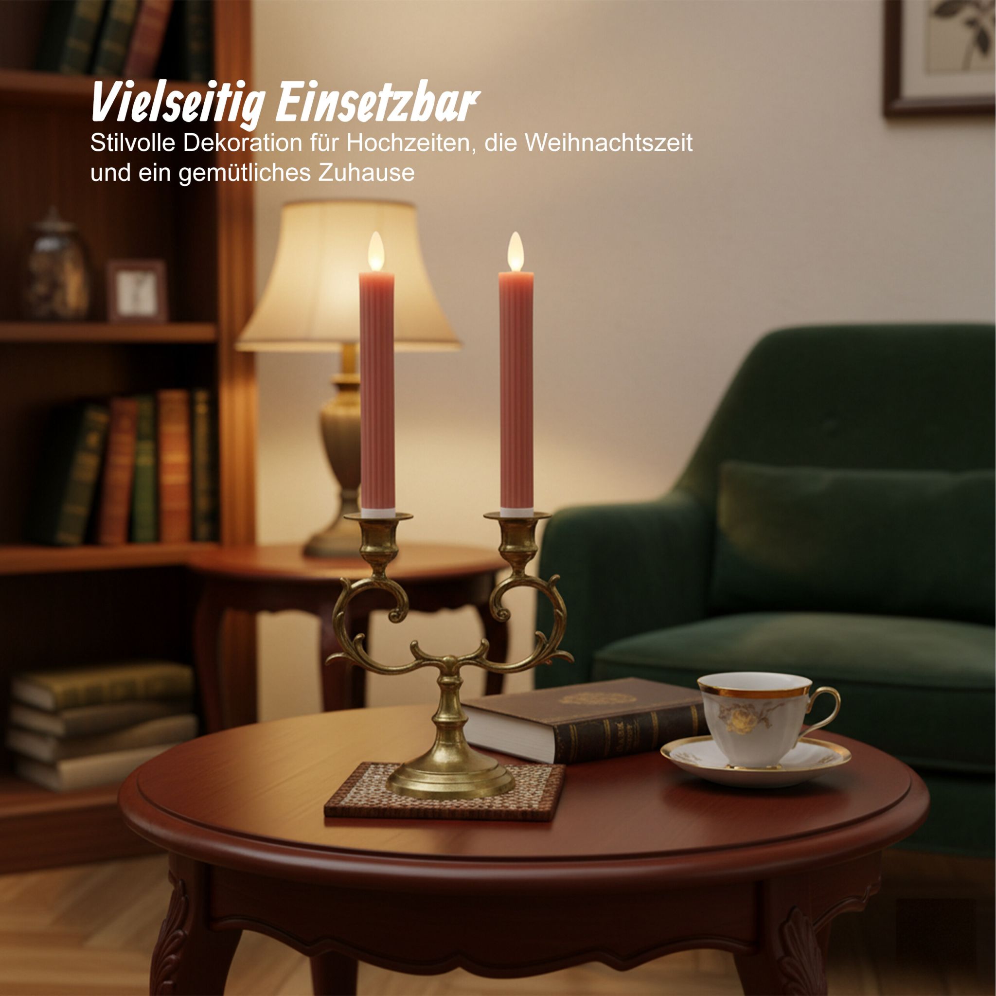 LED Stabkerzen 2er-Set Rosa von Relaxdays