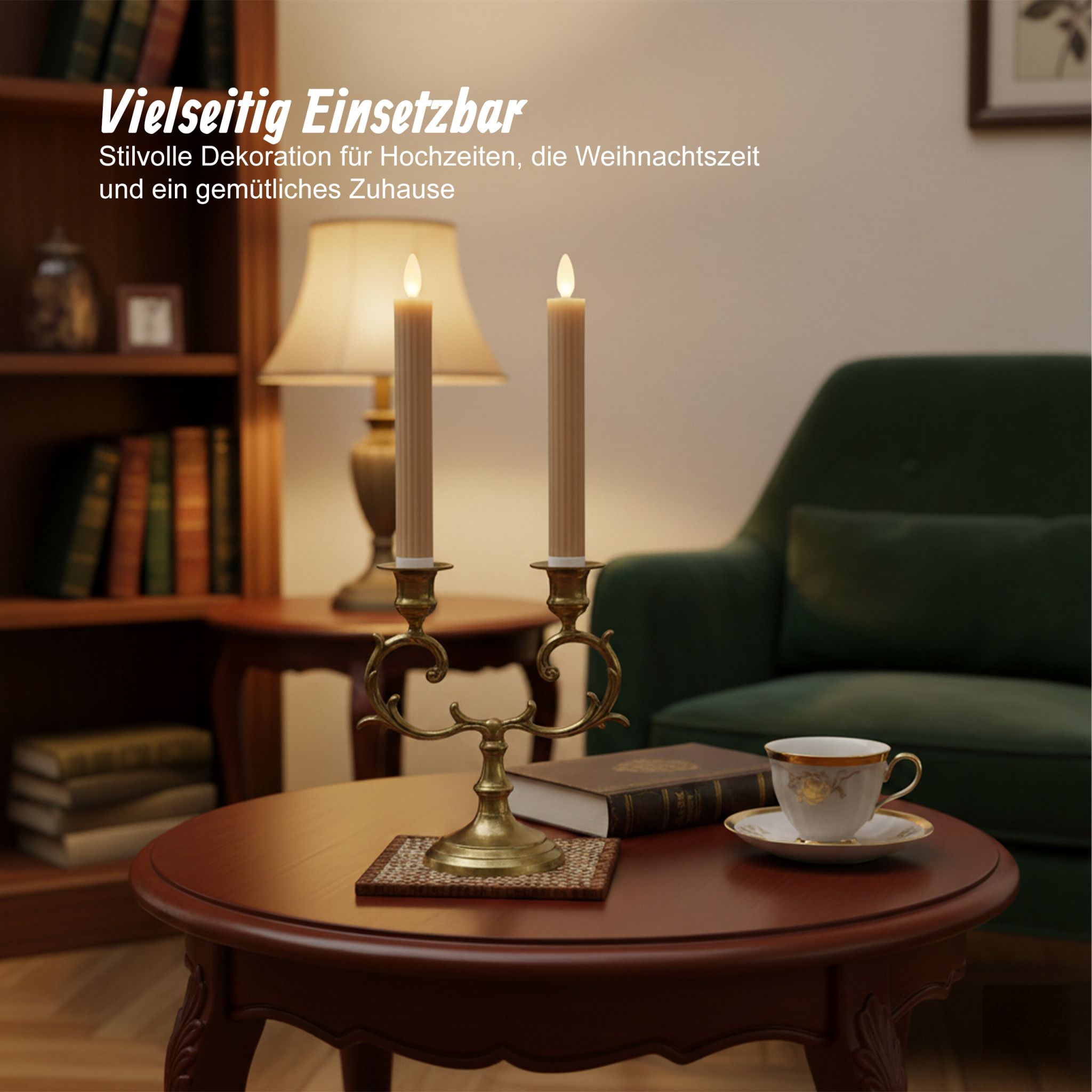 LED Stabkerzen 2er-Set Hellbraun von Relaxdays