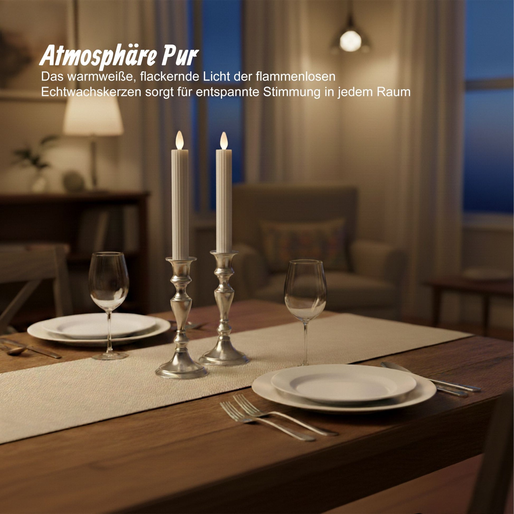 LED Stabkerzen 2er-Set Grau von Relaxdays
